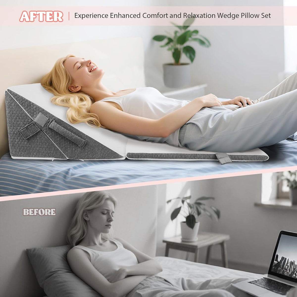 Refluxkissen für Erwachsene 3PCS, verstellbares Keilkissen für Bett