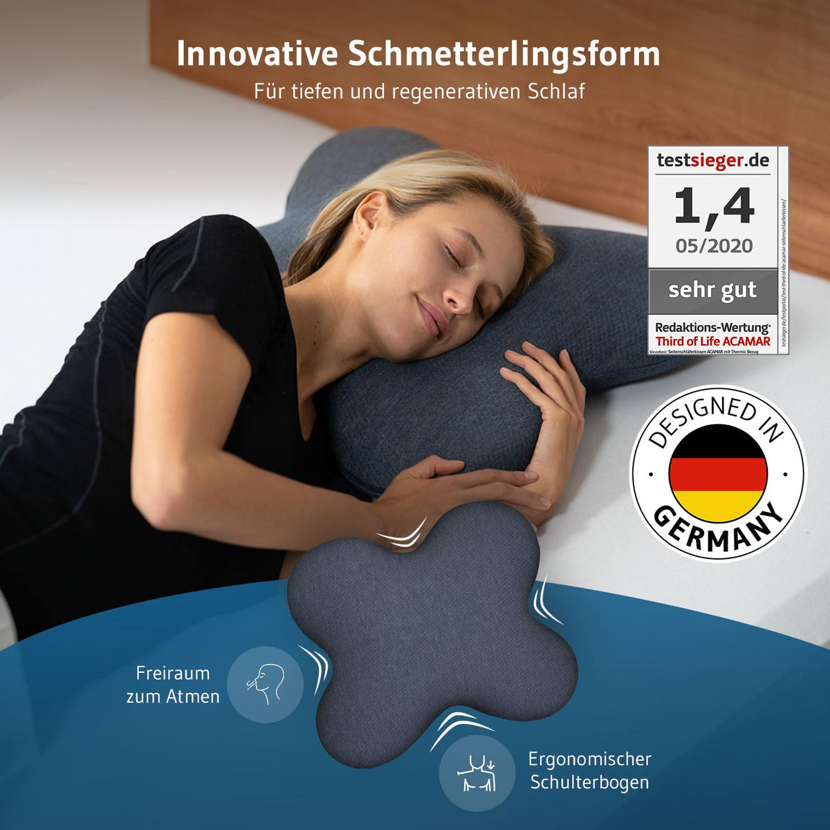 Seitenschläferkissen / Schmetterlingskissen mit Thermo Bezug