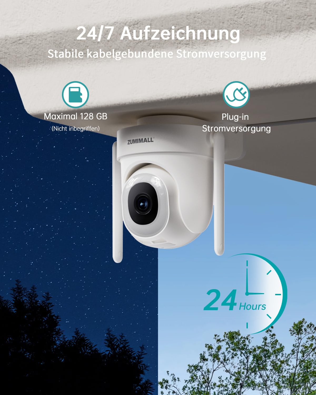 Überwachungskamera Aussen 5G/2,4GHz WLAN Kamera Überwachung aussen Kabelgebunden, 355°/90° PTZ, 24/7 Aufnahme,Nachtsicht,Cloud-Speicher,KI-Erkennung