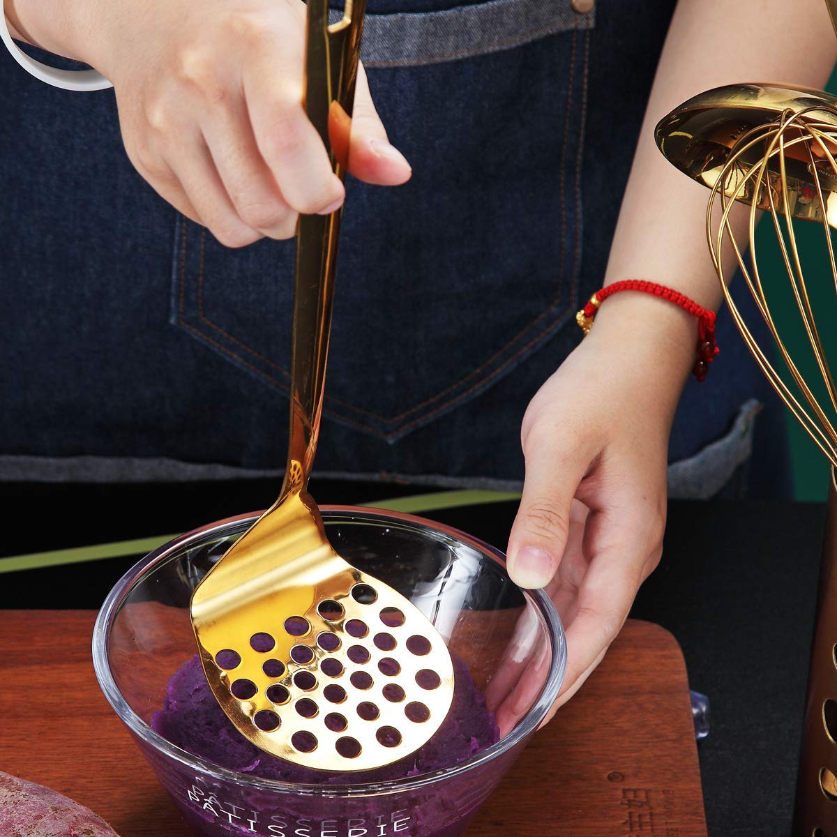 Goldfarbenes Kochutensilien Set, Edelstahl 13 Stück Küchenutensilien Set mit Titanbeschichtung, Küchenutensilien Set mit Utensilienhalter, Geschirrspüler-sicher, leicht zu reinigen