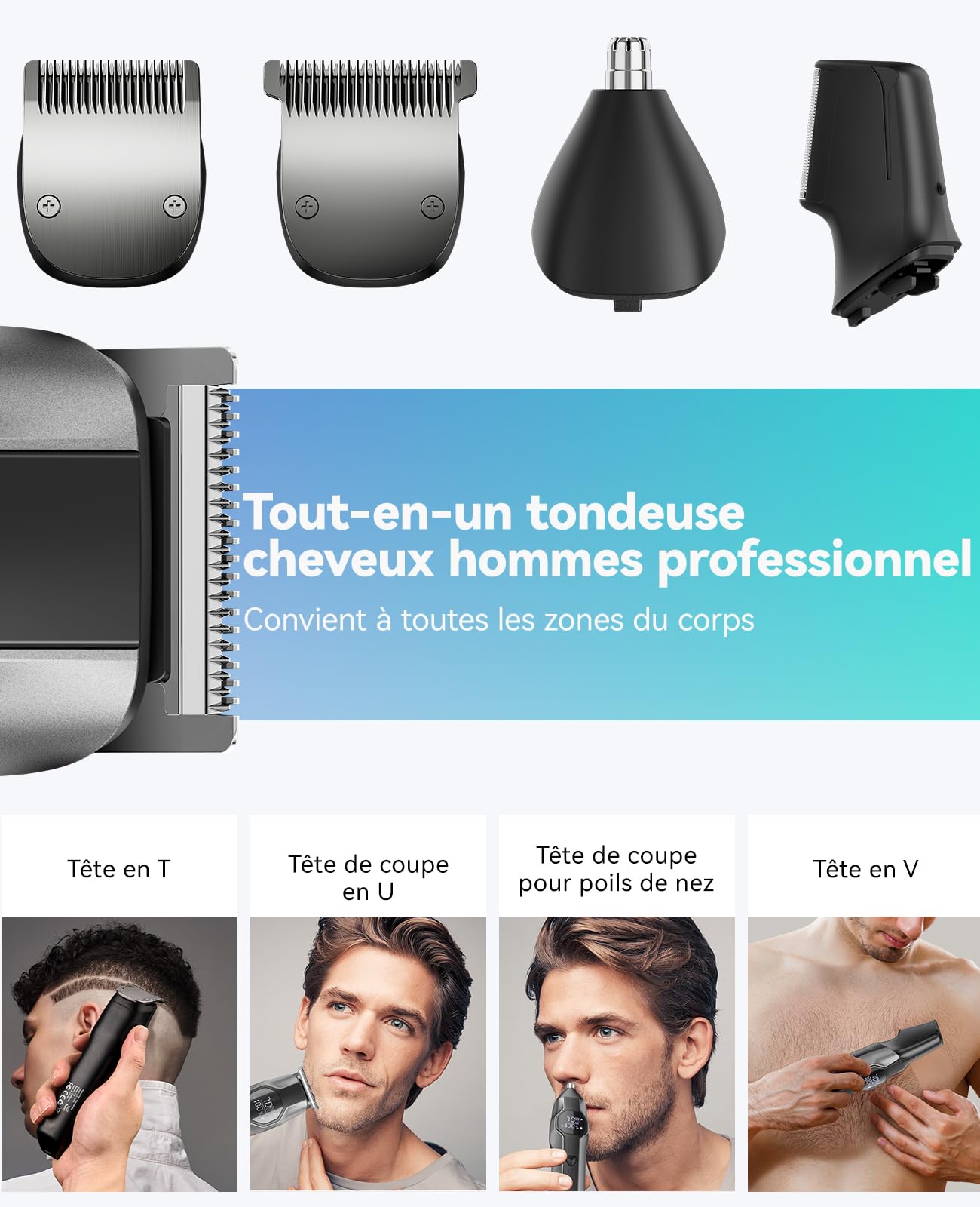 kensen Barttrimmer für Herren, All-in-One, Multistil-Trimmer, 12 in 1, 210 Minuten Akkulaufzeit, Körperhaartrimmer, Nase, Bart, wasserdicht, IPX7, USB-C, LED-Display, für Kopf bis Fuß, 6000/7000 U/min