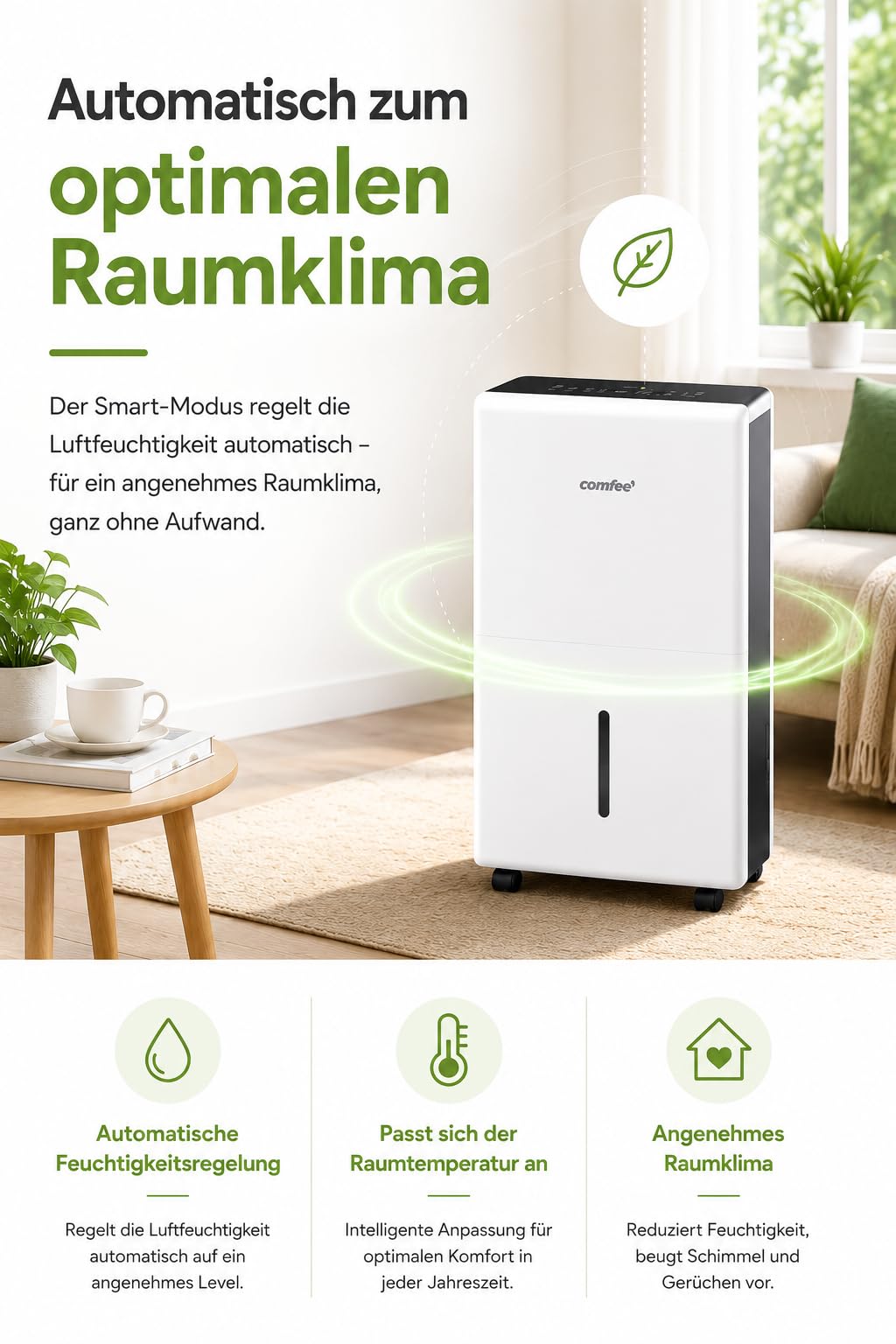 Luftentfeuchter Smart modus ,Timer 24H,Wassertank ,APP-fähig, Weiß