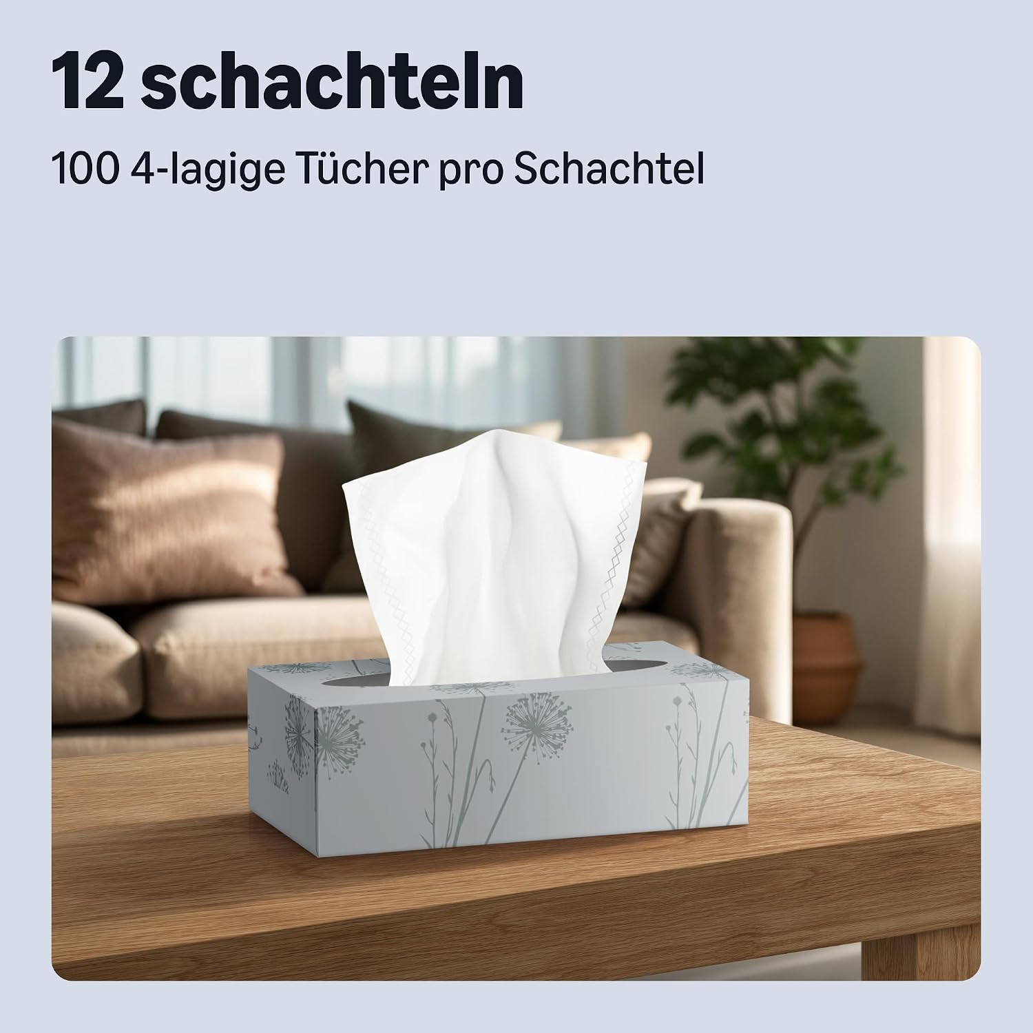 3-lagige Kosmetiktücher, 1080 Blatt, 12 Packungen à 90 Blatt