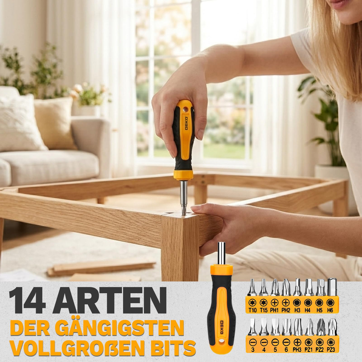 Werkzeugkoffer Werkzeugkasten Werkzeug Koffer Werkzeugset　Werkzeugbox：DEKOPRO　Werkzeugkiste Bestückt　42-tlg.　Universal Komplett mit Werkzeuge Handwerkzeug　－ für Frauen zum Haushalt Werkstatt DIY