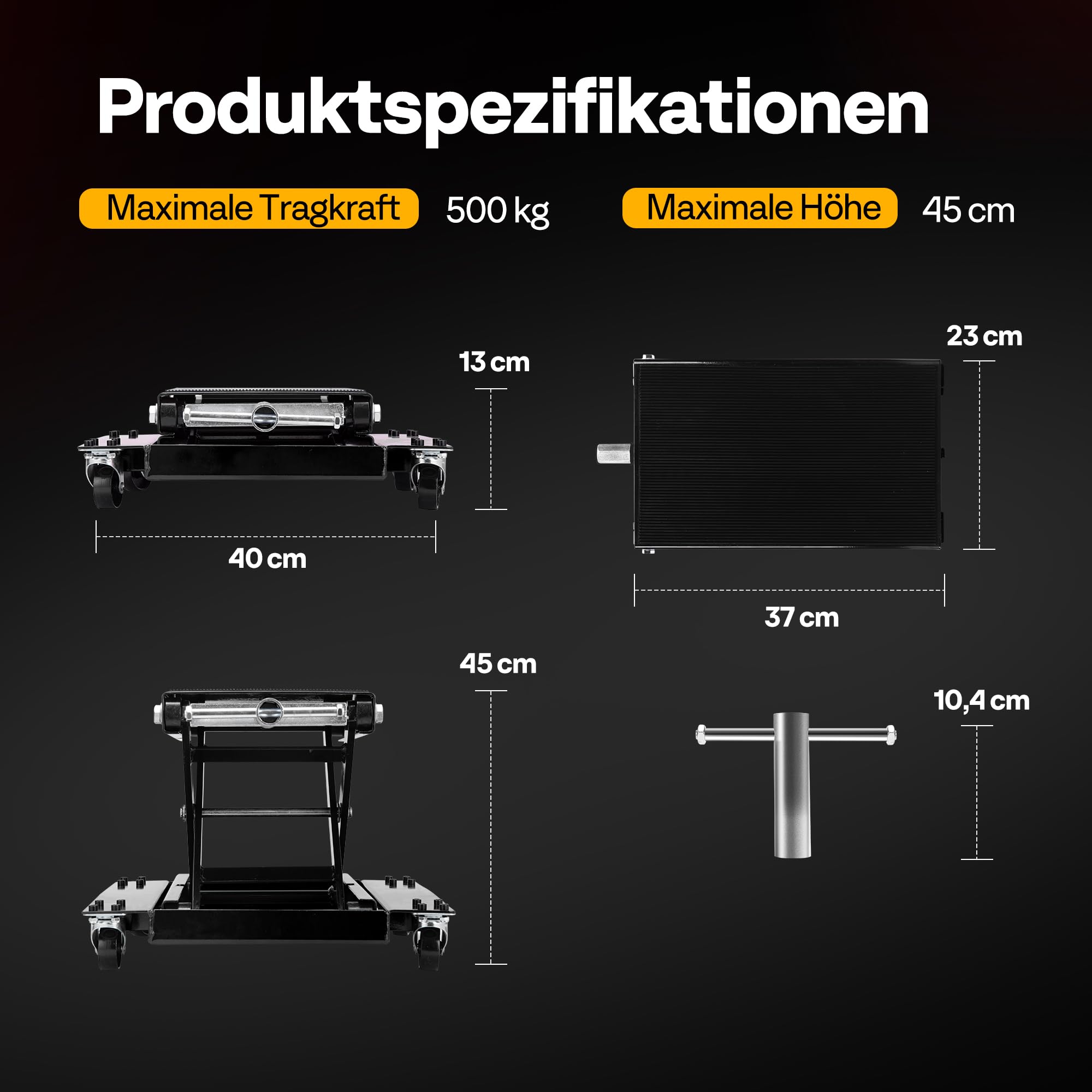 Motorrad Lift 500 kg Stahl-Schereheber mit breitem Deck und Kurbel für Motorräder Off-Road-Fahrzeuge Schmutzfahrräder