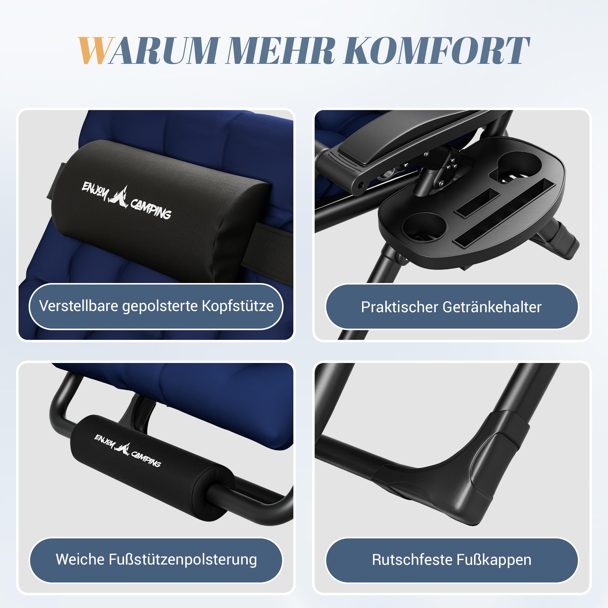Sonnenliege Liegestuhl Klappbar Mit Getränkehalter Gartenstuhl Mit Auflage Polster, Liegestuhl, Extra groß Gartenliege, Verstellbar Rückenlehne Garten Liege