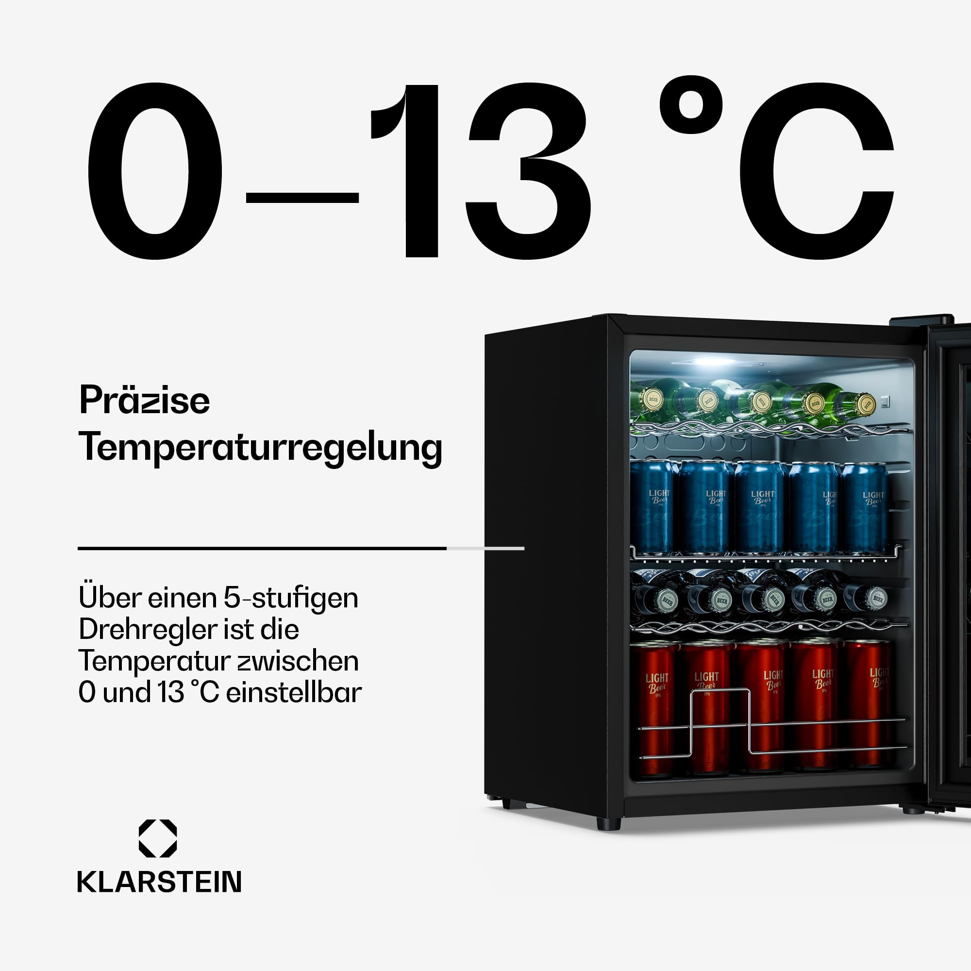 Beersafe Getränkekühlschrank 60 L – Mini Kühlschrank mit Glastür, Kupfer | LED-Beleuchtung, herausnehmbare Metallablagen, leise, Flaschenkühlschrank für Getränke & Dosen