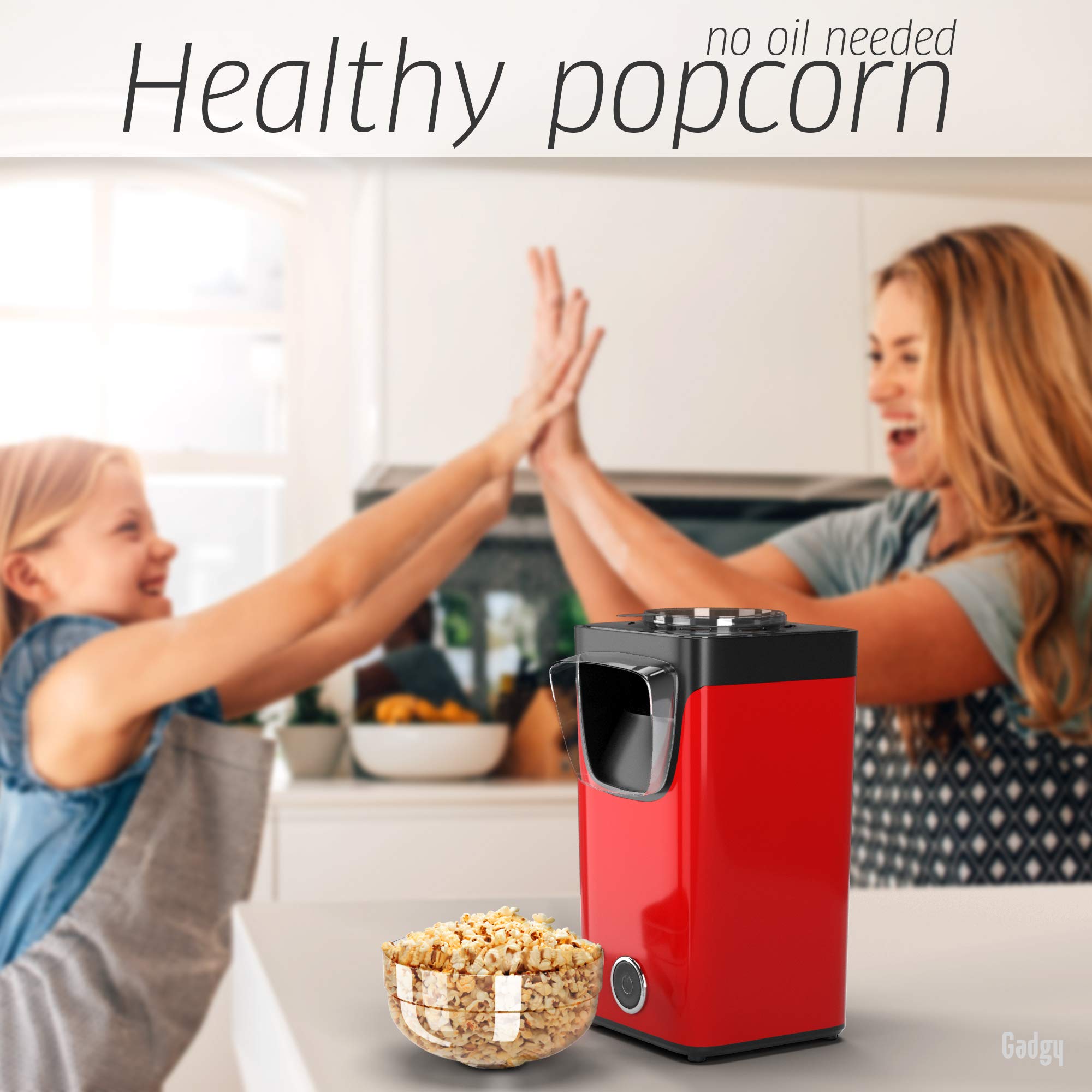 Popcorn Machine Large - Retro Popcorn Maker 5 L - Popcorn Maker with Non-Stick Coating and Removable Heating Surface - Popcorn Machine Red - Popcorn Machine 800 W - Popcorn Machine