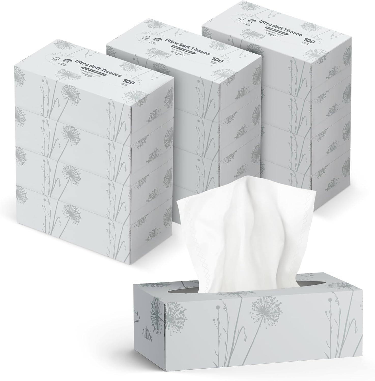 3-lagige Kosmetiktücher, 1080 Blatt, 12 Packungen à 90 Blatt