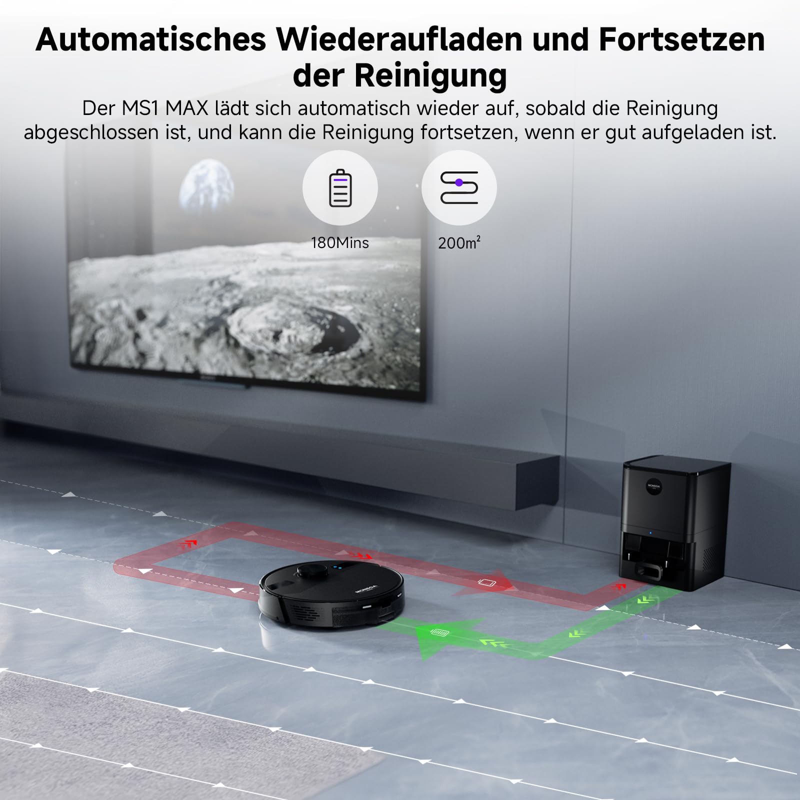Saugroboter mit Wischfunktion, 3.5L Staubsauger Roboter mit Absaugstation, 5000Pa Saugkraft, 180Min Laufzeit, LiDAR Navigation, Starke Saugkraft ideal für Teppich und Tierhaare, APP Steuerung