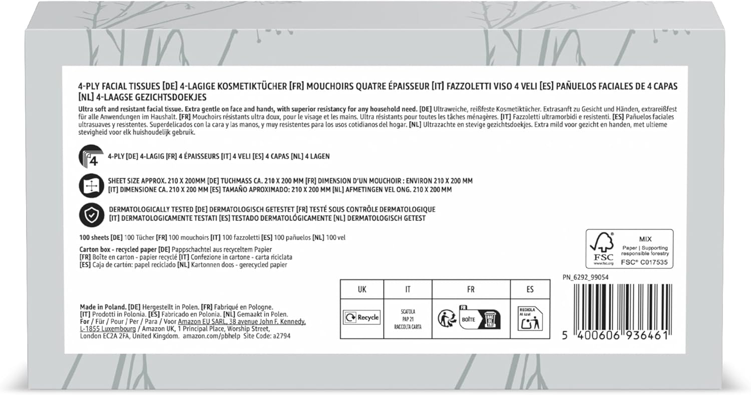 3-lagige Kosmetiktücher, 1080 Blatt, 12 Packungen à 90 Blatt