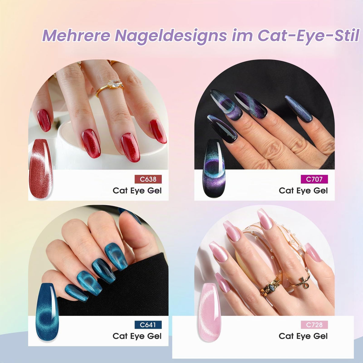 UV Nagellack Set Weiß Rosa Violett Rot Grün Blau Gel