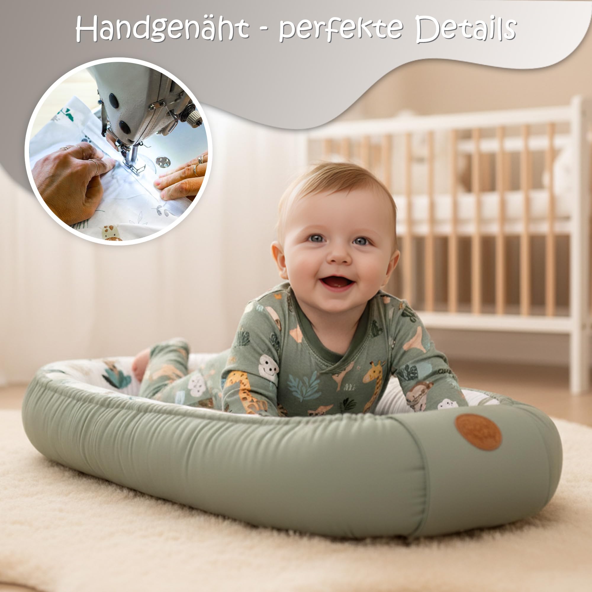 Babynest Babynestchen Neugeborene 90 x 50 cm baby nestchen tragbar nest für bett kinder kuschelnest coccon für Jungen und Mädchen