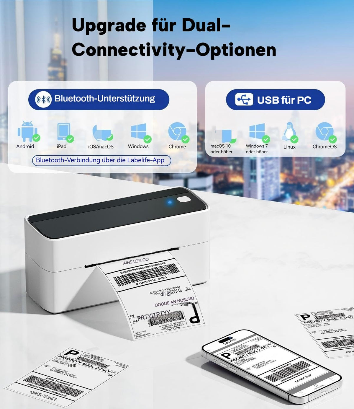 Bluetooth DHL Etikettendrucker, Label Printer - Thermodrucker