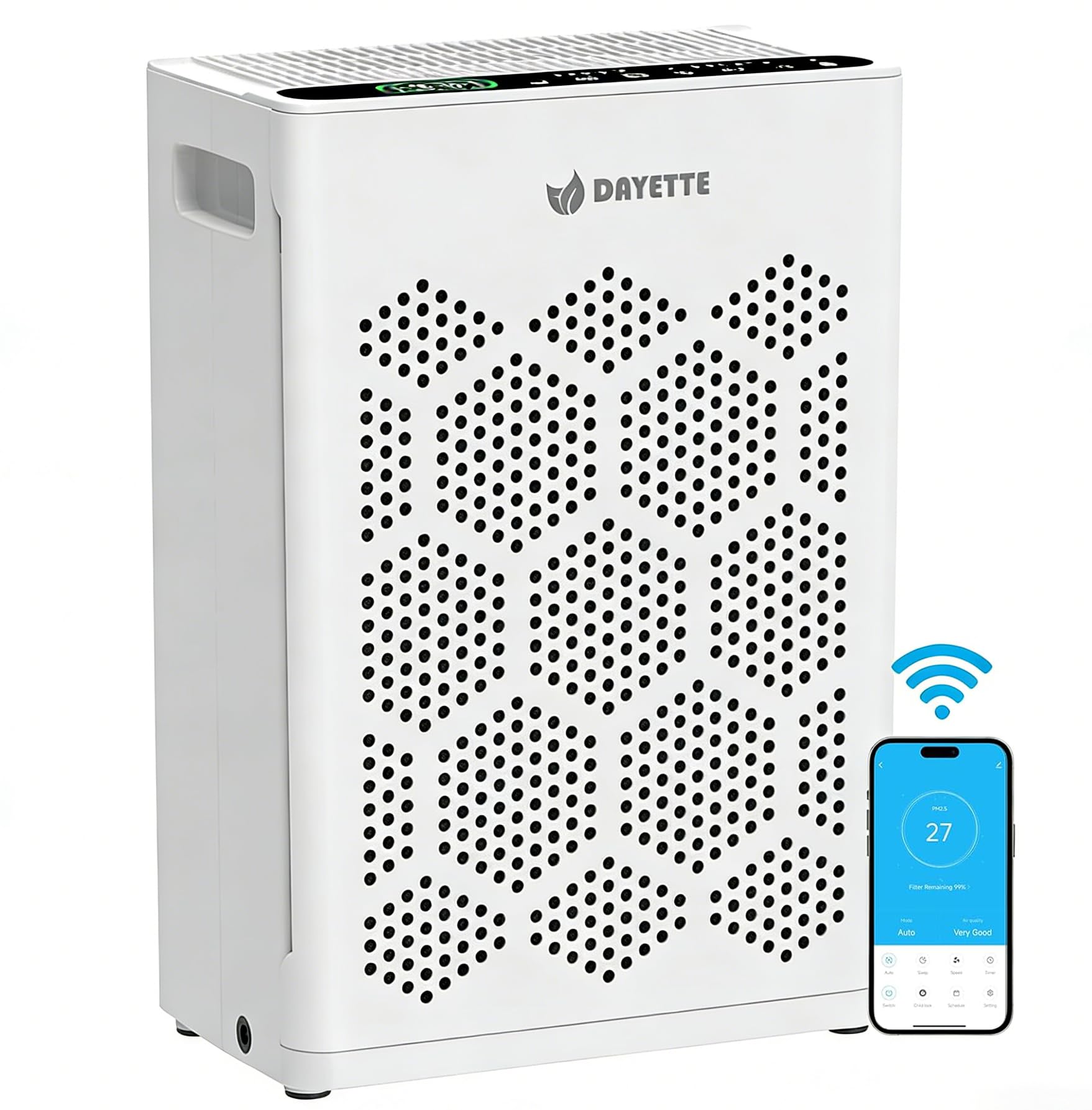 Luftreiniger Allergiker für Wohnung, HEPA H14 Filter mit waschbarem Vorfilter gegen Zigarettenrauch, Schimmel und Gerüche, CADR 300m³/h, App- und Alexa-Steuerung