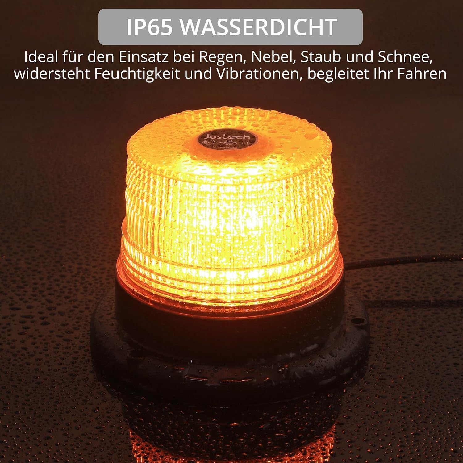 Warnleuchte Rundumleuchte 360° Gelb Blitzleuchte 7 modus mit 5m Netzkabel Doppelter Schraube 12V / 24V Warnlicht mit Magnetfuß Notfallblinklampe Magnet Transparent für Auto LKW usw