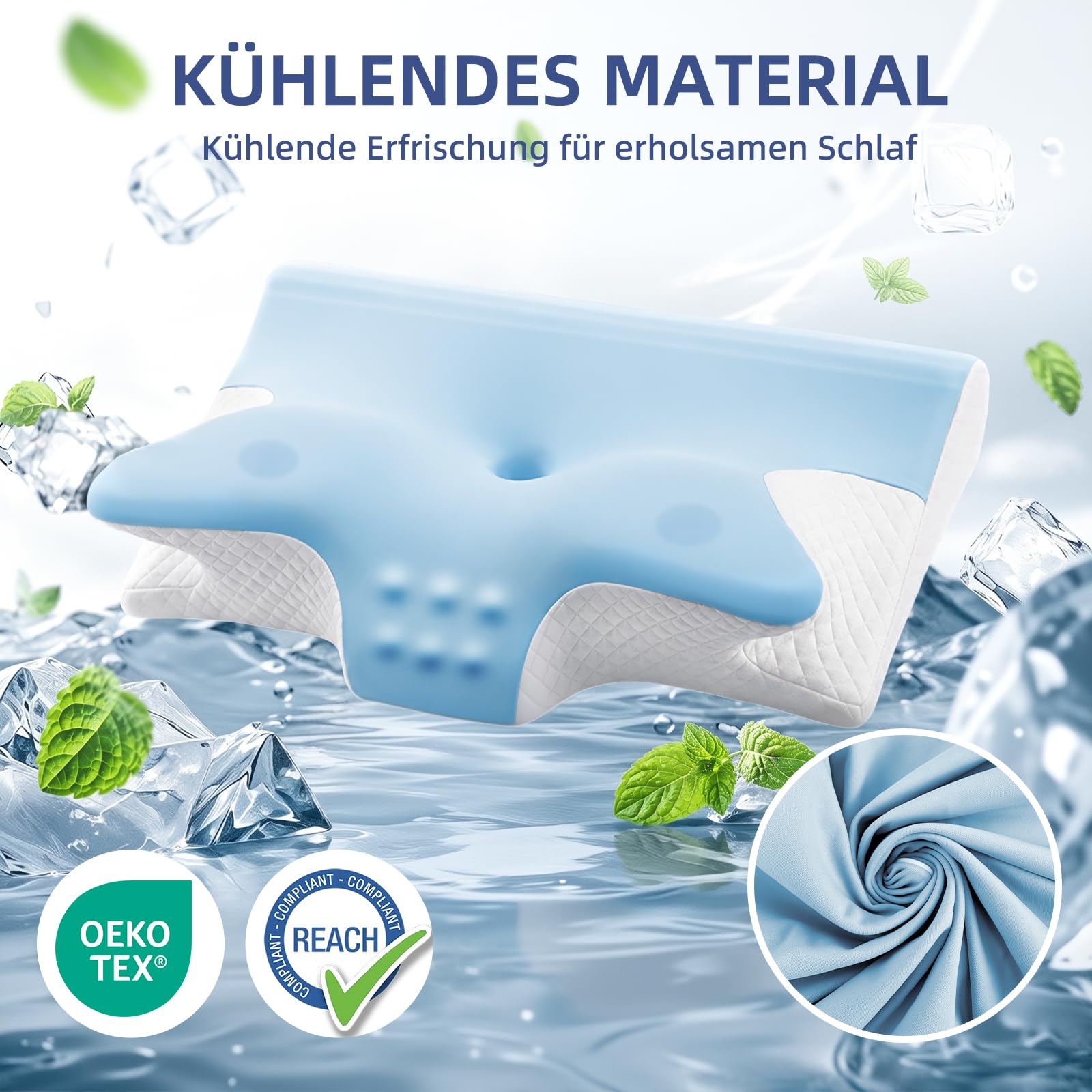 Ergonomisches Nackenstützkissen, 2 in 1 Kopfkissen aus Memory-Schaum