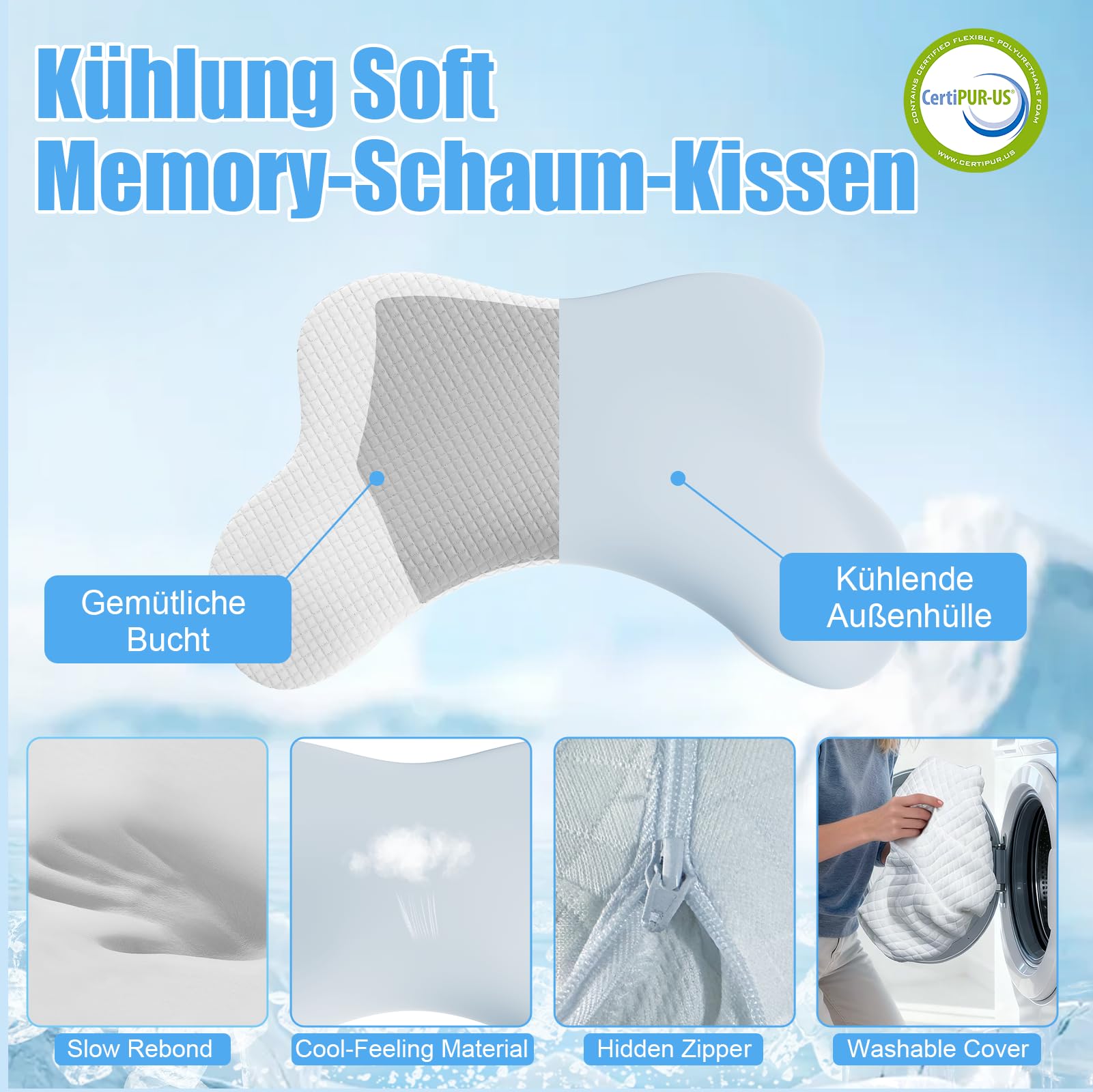 Ergonomisches Seitenschläferkissen Mit Armausschnitt – Orthopädisches Nackenstützkissen Aus Memory-Schaum Für Nacken Und Schultern – Kissen Für Seiten-, Rücken- Und Bauchschläfer