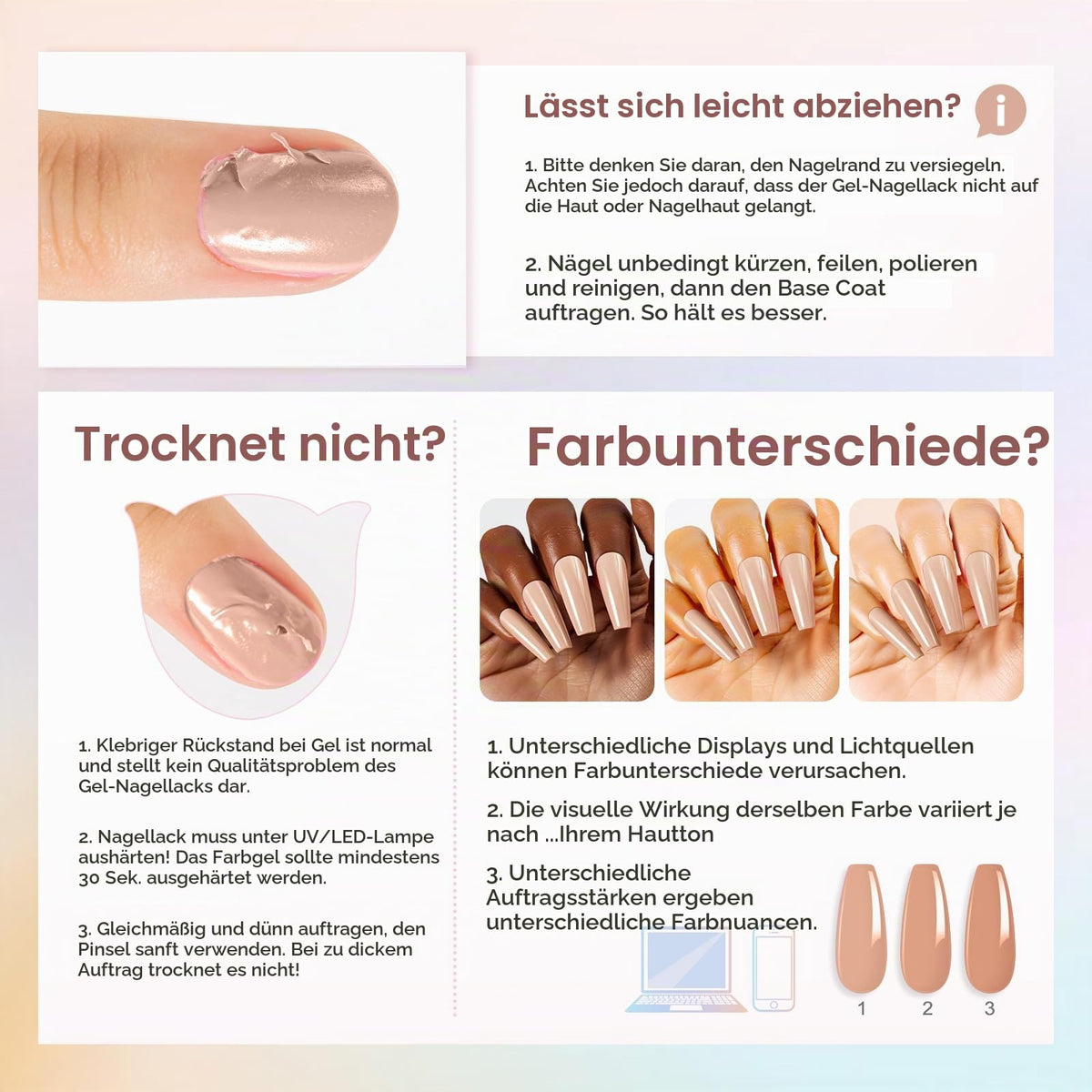 UV Nagellack Set Weiß Rosa Violett Rot Grün Blau Gel