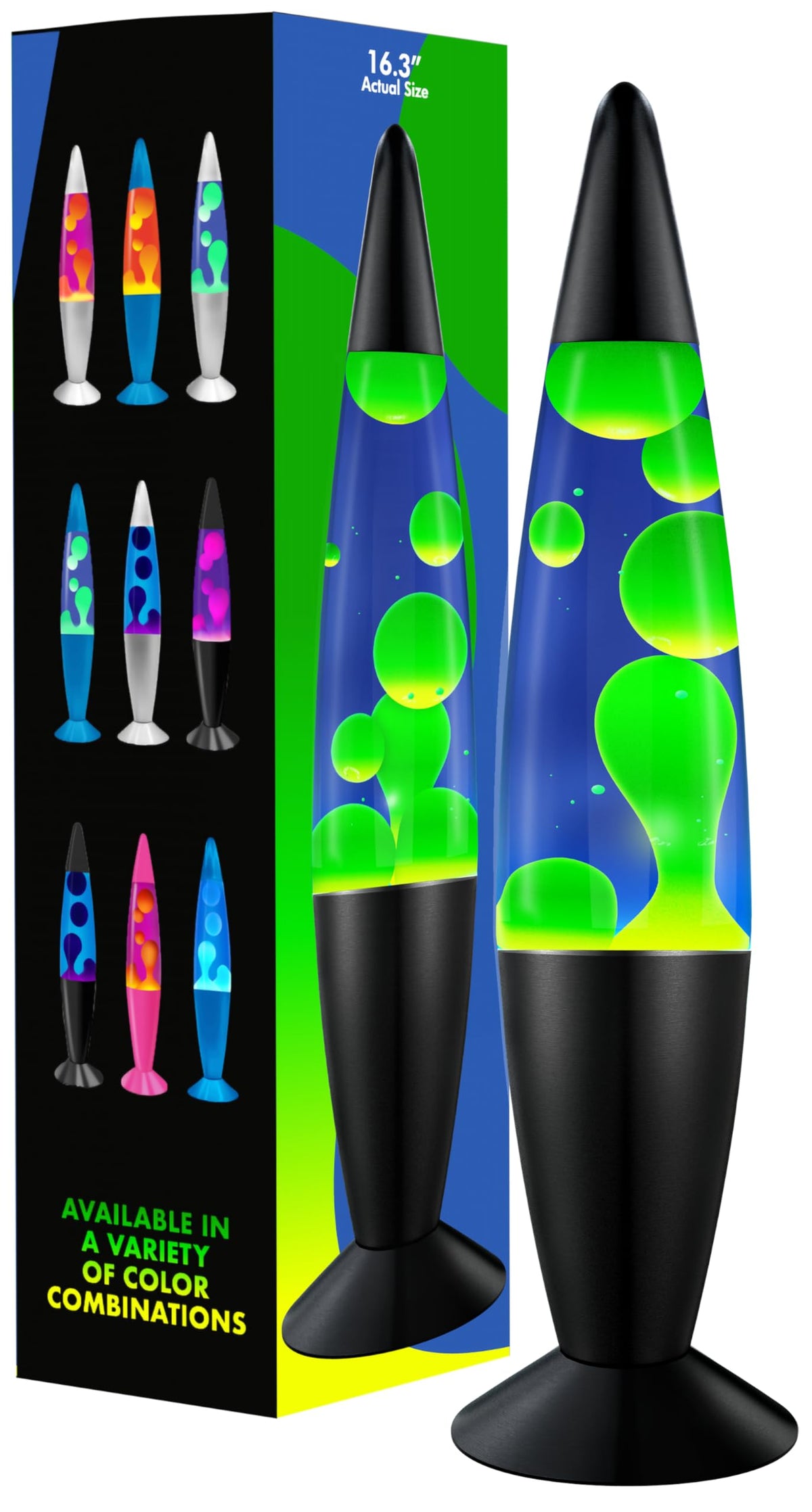 Jambo Liquid-Motion-Lampe mit schwarzem Sockel (Black Base, Purple Liquid, White Wax, 16")