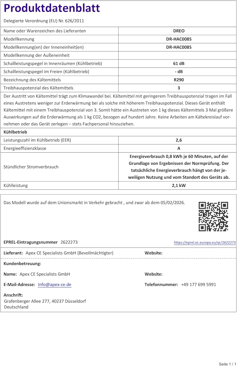 Klimaanlage Mobil, 7.500 BTU Mobiles Klimagerät für Schlafzimmer & Büro, 3-in-1 Kühlen/Ventilieren/Entfeuchten, App- / Sprachsteuerung - Fernbedienung, drainagefrei, Fenster-Set, 2,5 L/h