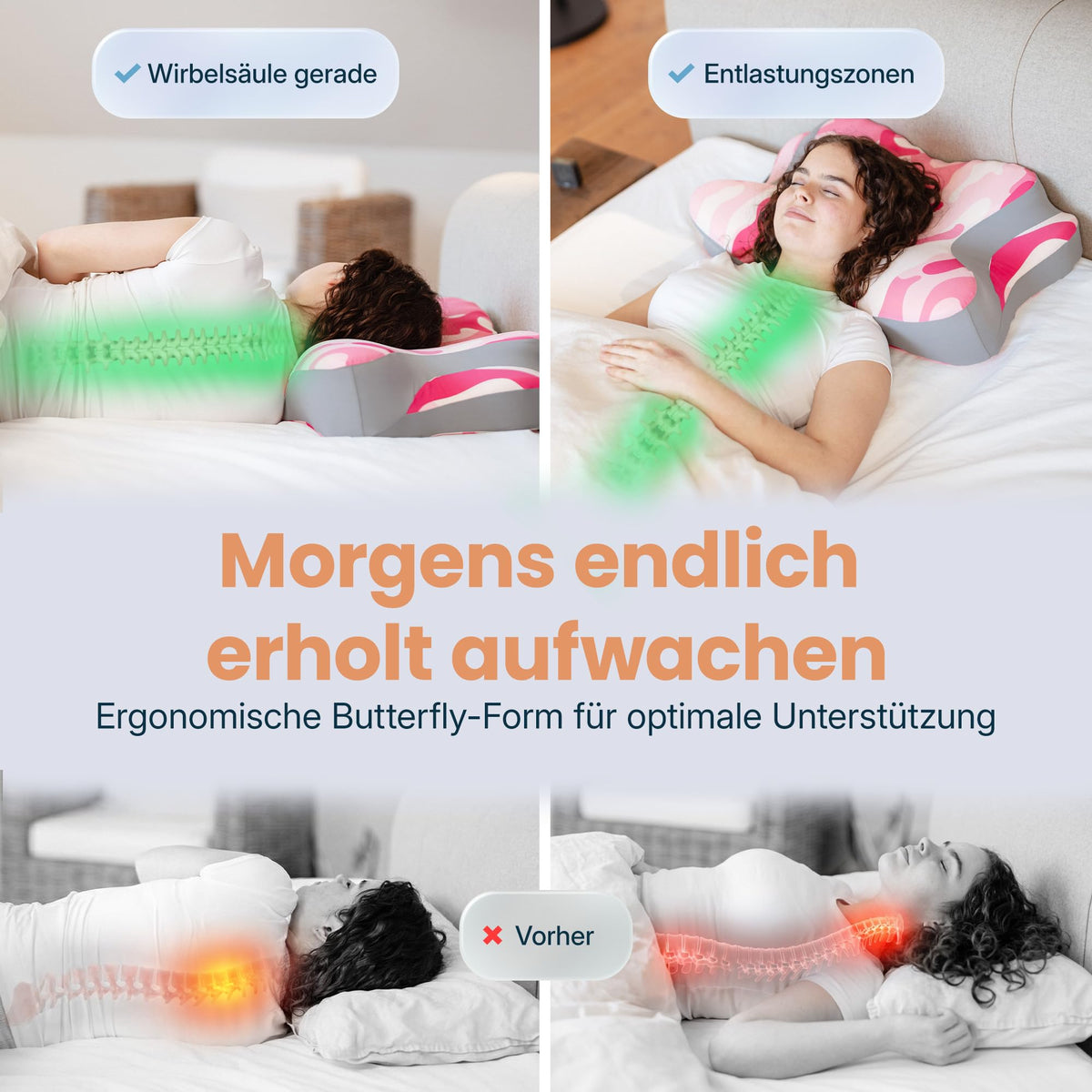 Nackenkissen – Ergonomisch - Höhenverstellbar -Seitenschläferkissen Nackenstützkissen Rückenschläferkissen Memory Foam Kopfkissen – Natürliche Nackenhaltung