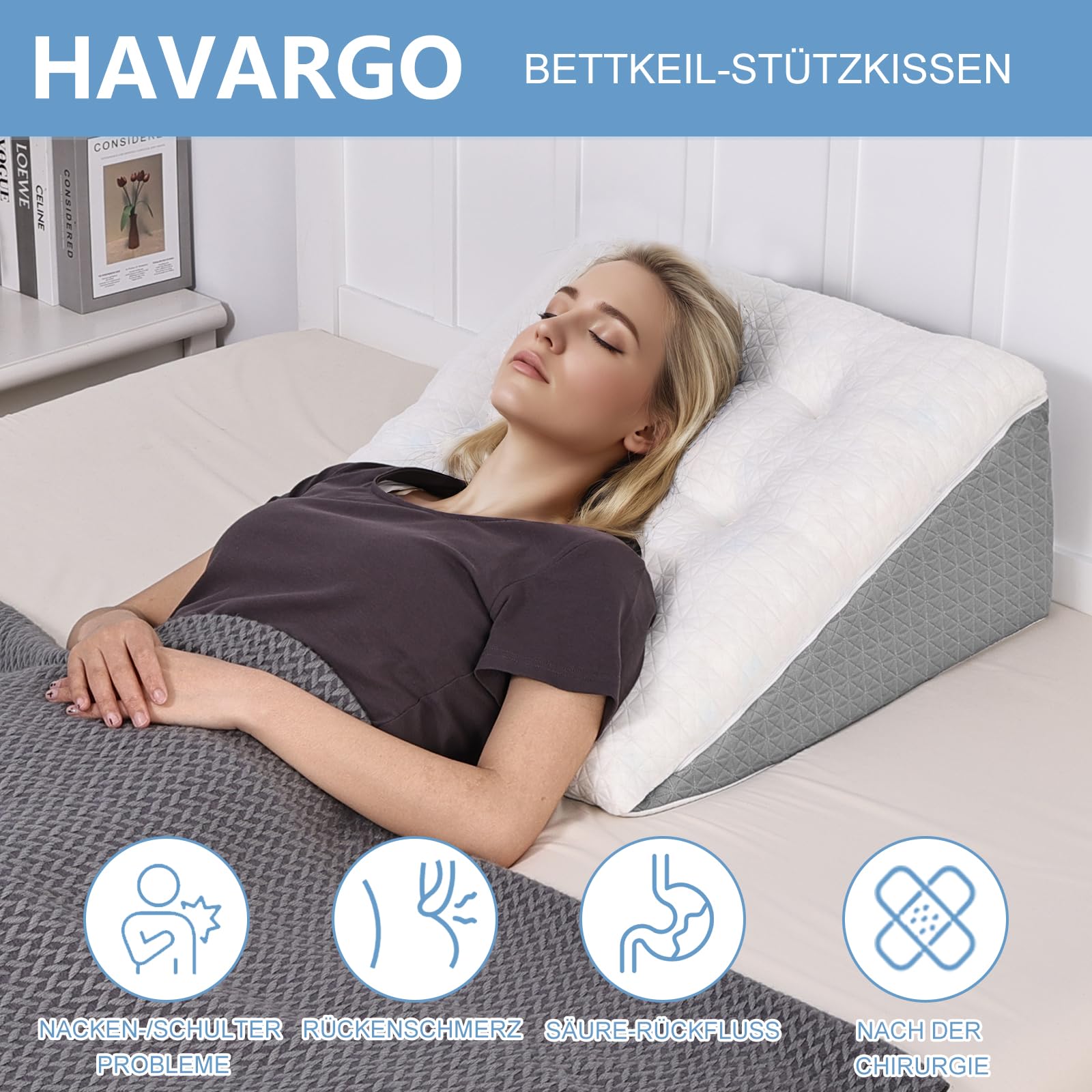 Venenkissen, Legevationskissen aus Memory-Schaum, Beinkissen zur Erleichterung, Positionierungskissen mit abnehmbarer Abdeckung, Doppelschicht-Legkissen zum Schlafen
