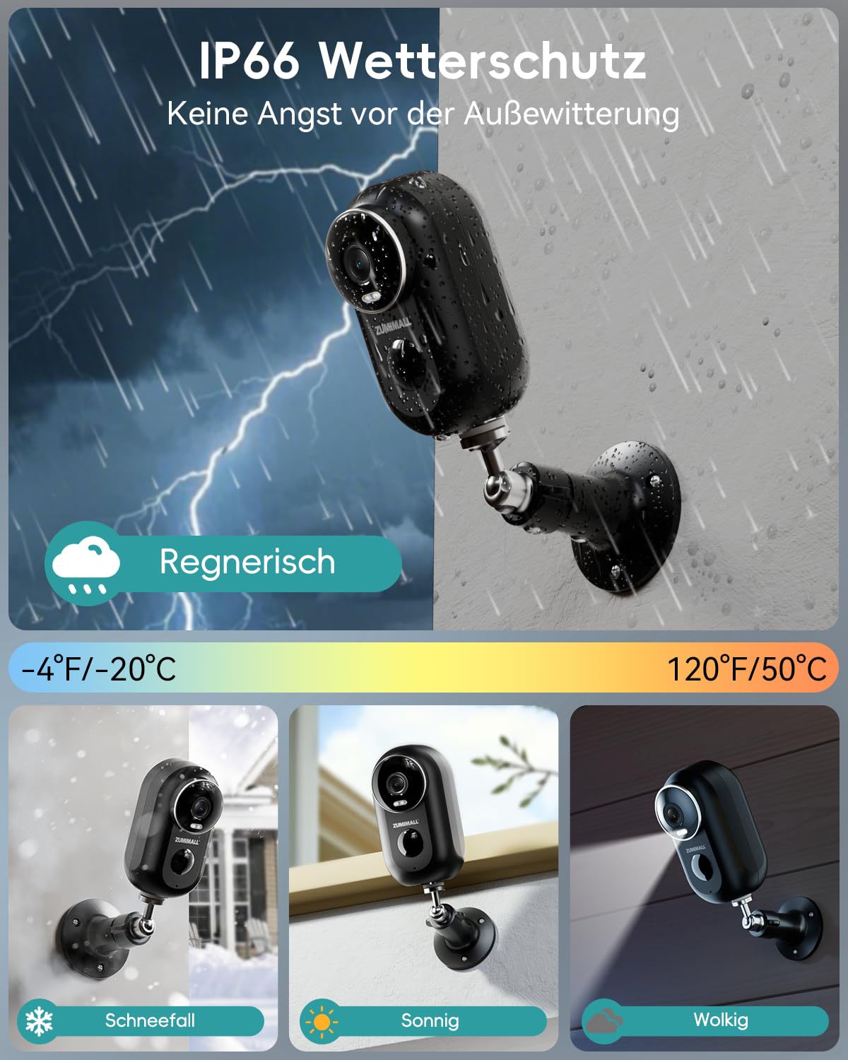 Überwachungskamera Aussen Akku, 2K Kabellose Outdoor WLAN IP Kamera mit PIR Bewegungsmelder, IR Nachtsicht, IP66 Wasserdich, 2-Wege Audio, Cloud/SD Storage, Sirenenalarm