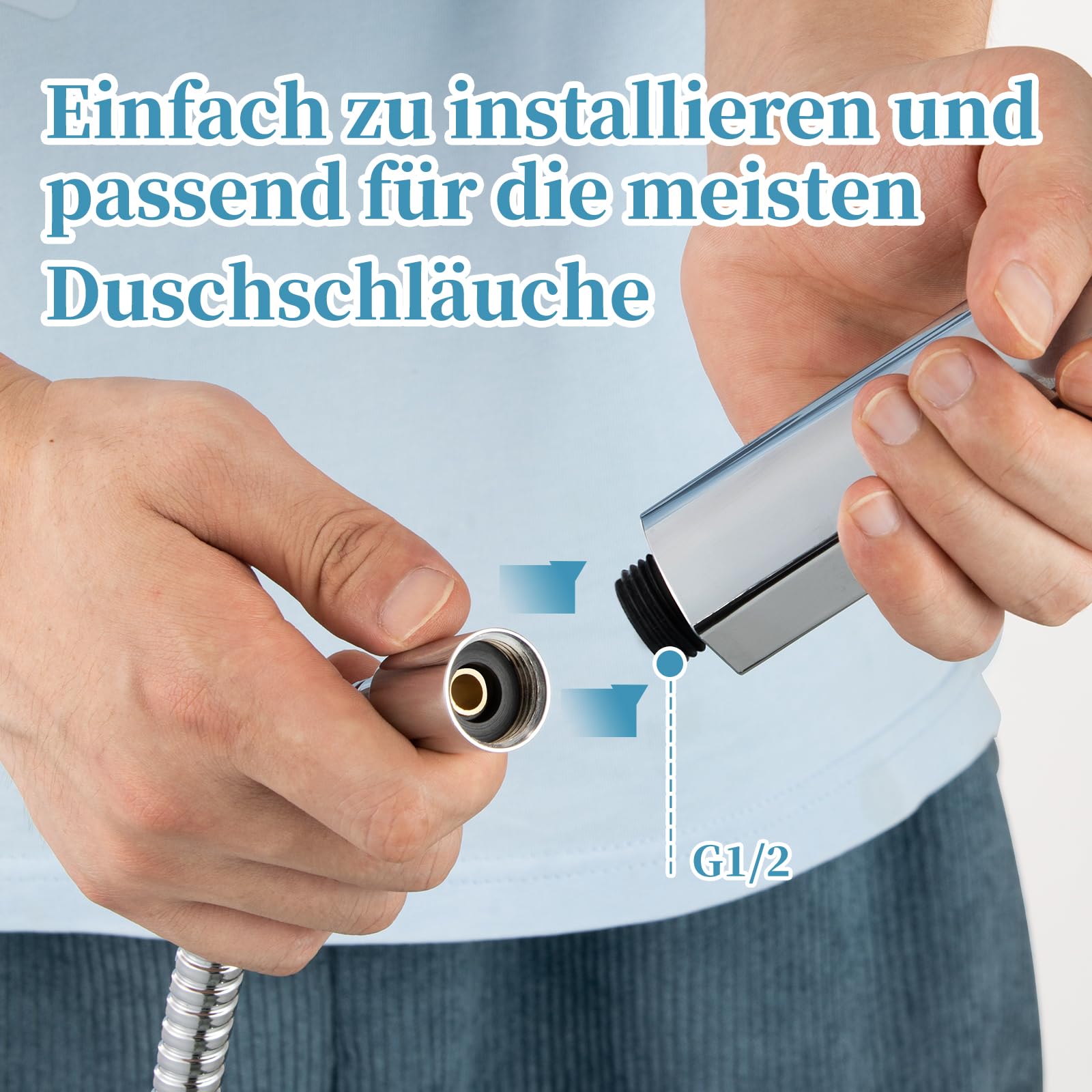 Duschkopf Groß xxl mit 6 Strahlarten, Duschbrause für Duschkopf Wassersparend, Chrom