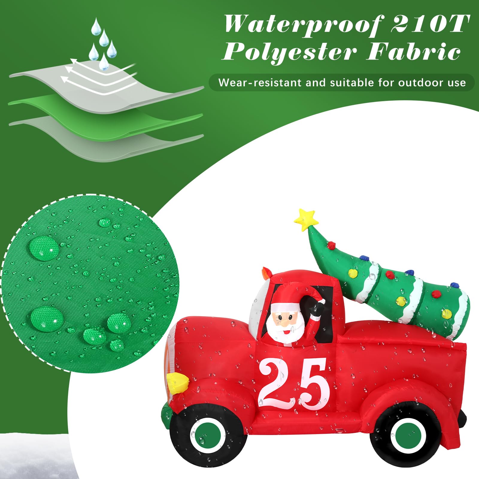 Aufblasbare Weihnachtsdeko, Riesiger Weihnachtsbaum Bogen mit 8 LED Leuchten, Wasserfest Beleuchtet Aufblasbar Weihnachtsdeko Aussen für Hof Garten Feiertag Weihnachtsdekoration