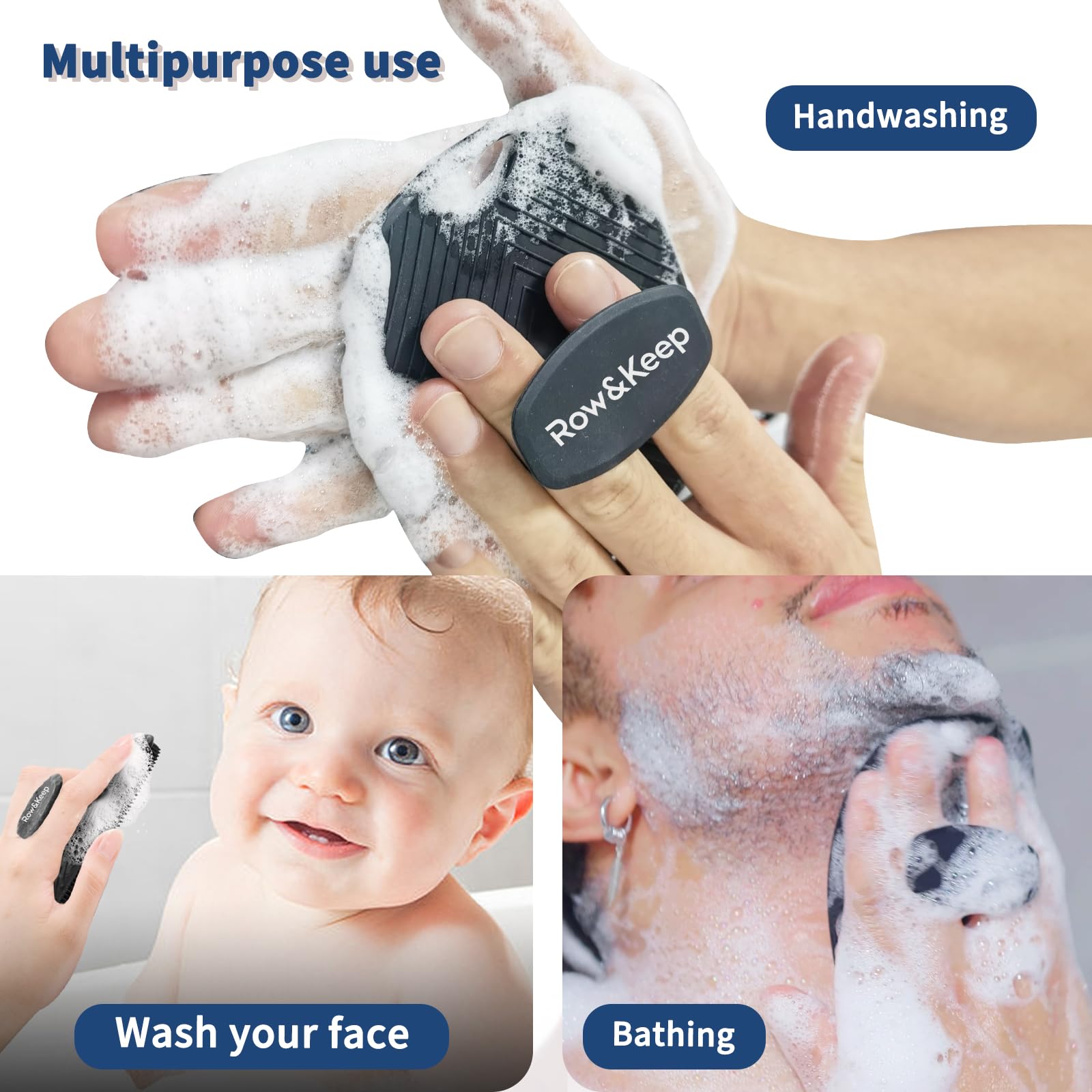 Silikon Rückenschrubber für Die Dusche, Silikon Körperschrubber mit Langem Griff, Rückenschrubber, Abgestorbene Haut entfernen und Massage