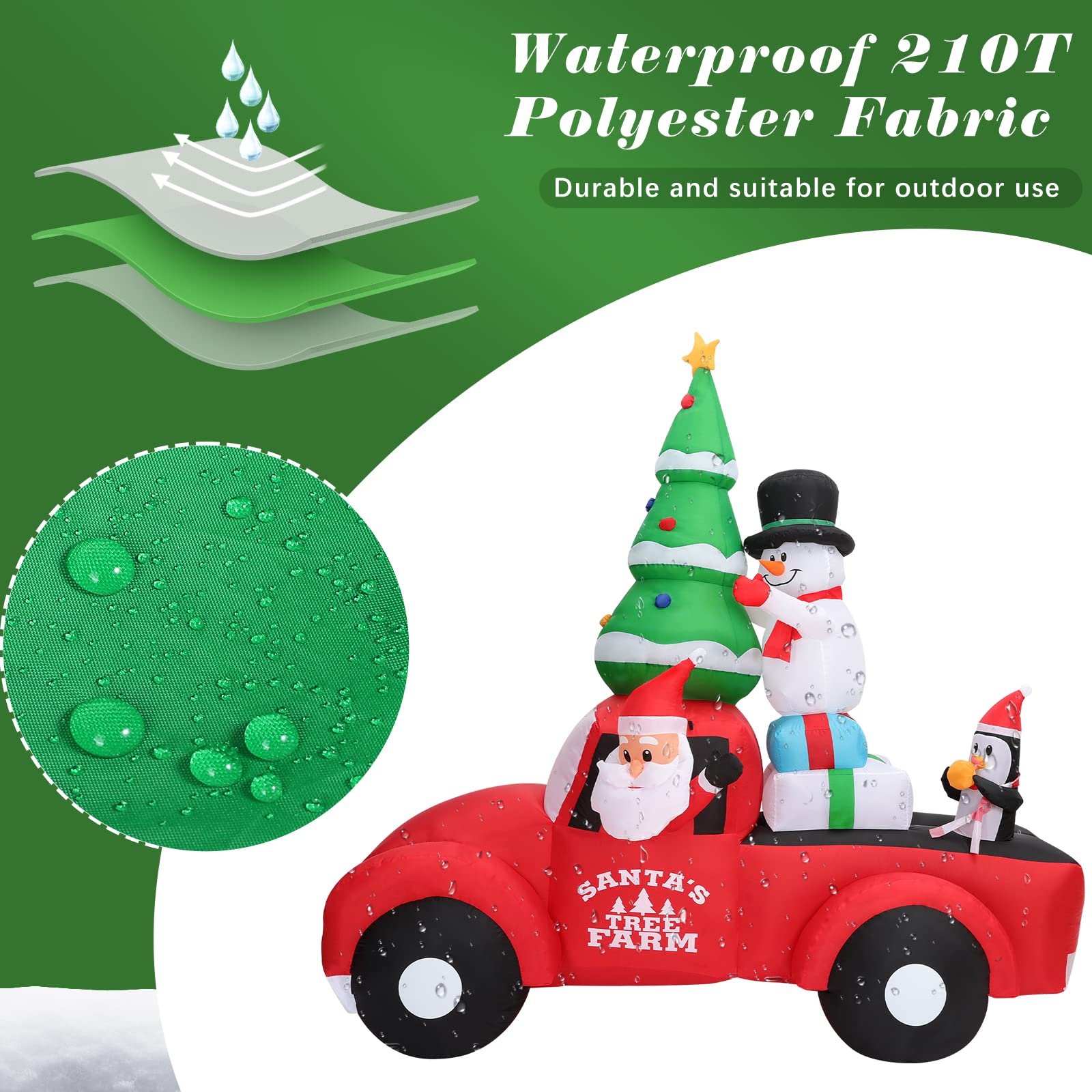 Aufblasbare Weihnachtsdeko, Riesiger Weihnachtsbaum Bogen mit 8 LED Leuchten, Wasserfest Beleuchtet Aufblasbar Weihnachtsdeko Aussen für Hof Garten Feiertag Weihnachtsdekoration