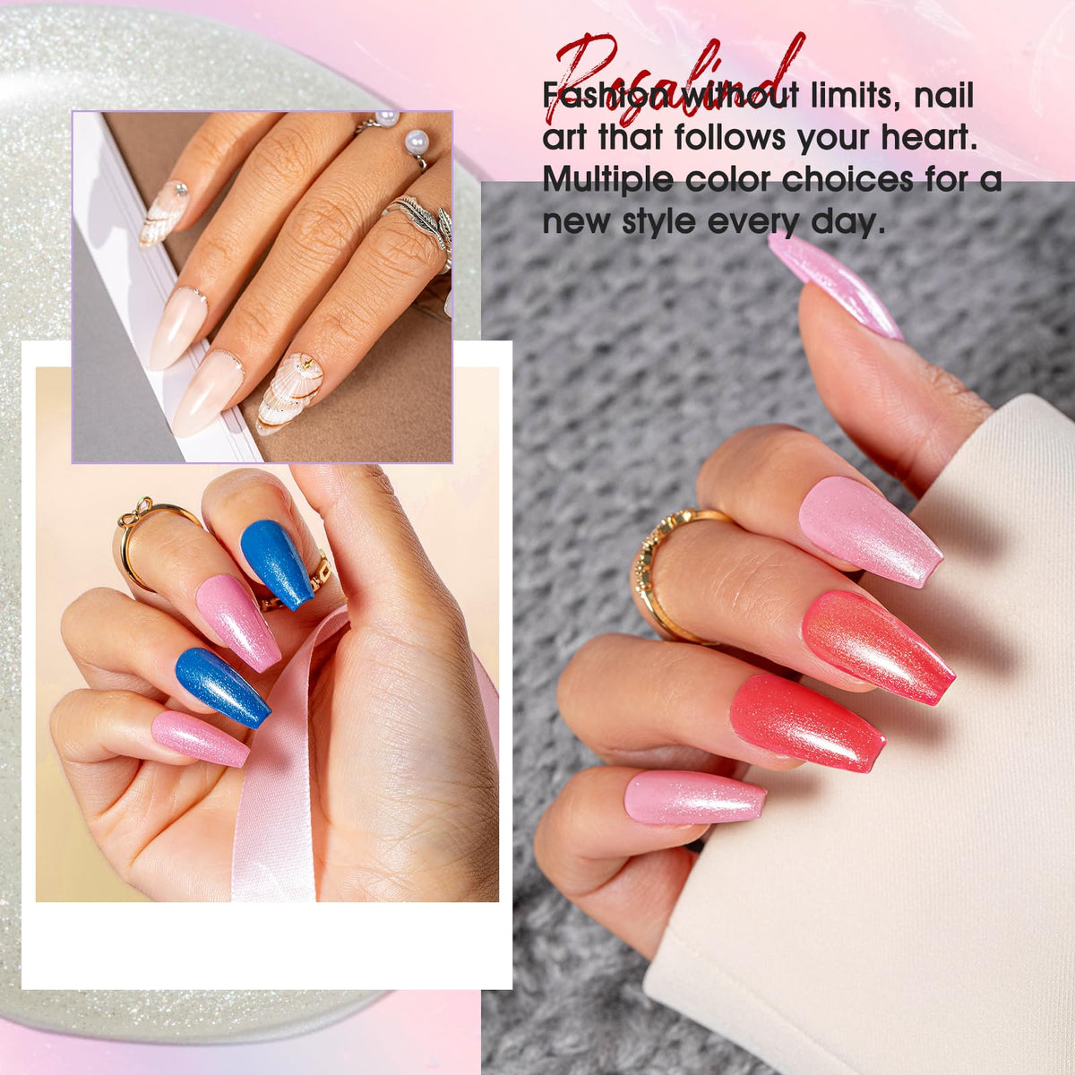 UV Nagellack Set Weiß Rosa Violett Rot Grün Blau Gel