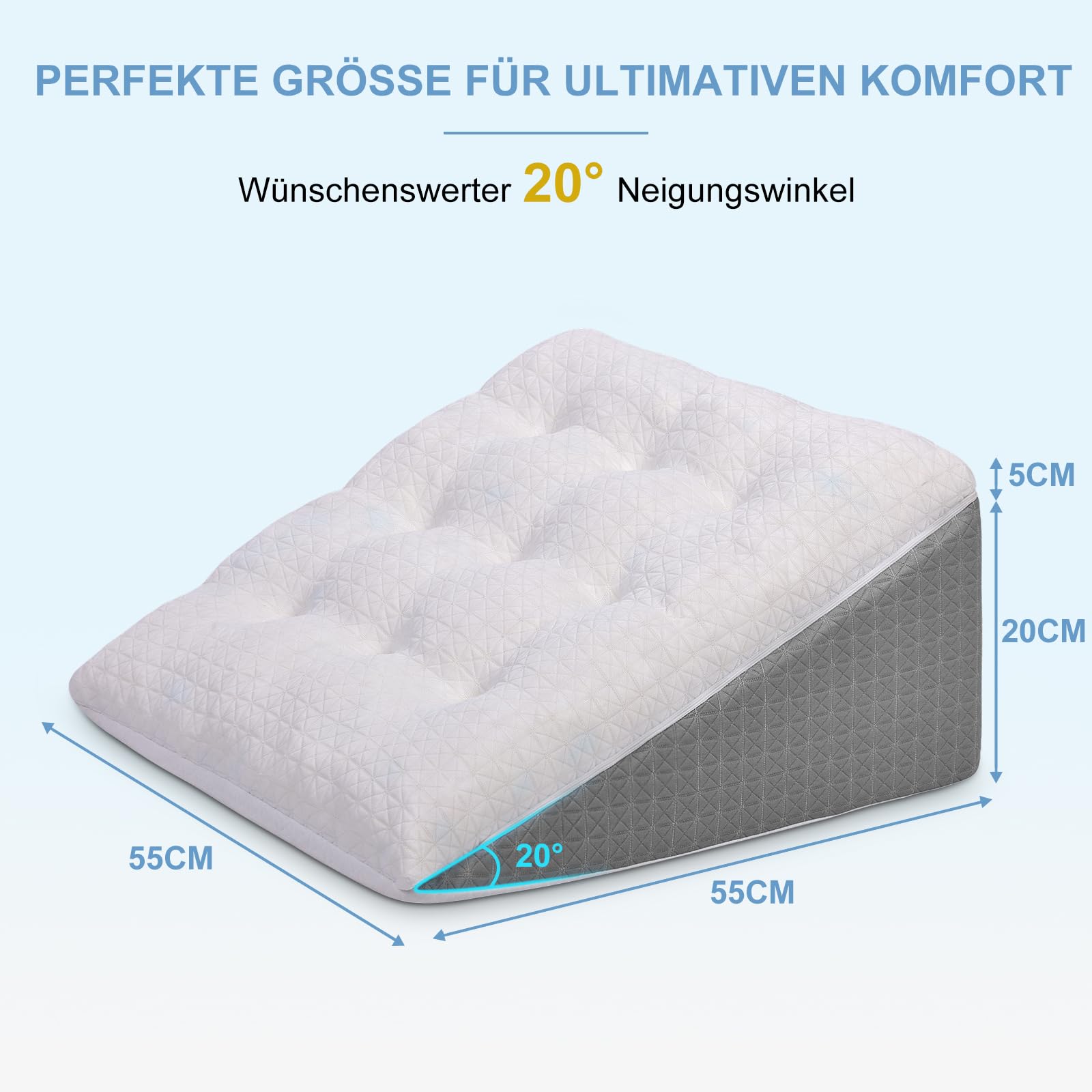 Venenkissen, Legevationskissen aus Memory-Schaum, Beinkissen zur Erleichterung, Positionierungskissen mit abnehmbarer Abdeckung, Doppelschicht-Legkissen zum Schlafen