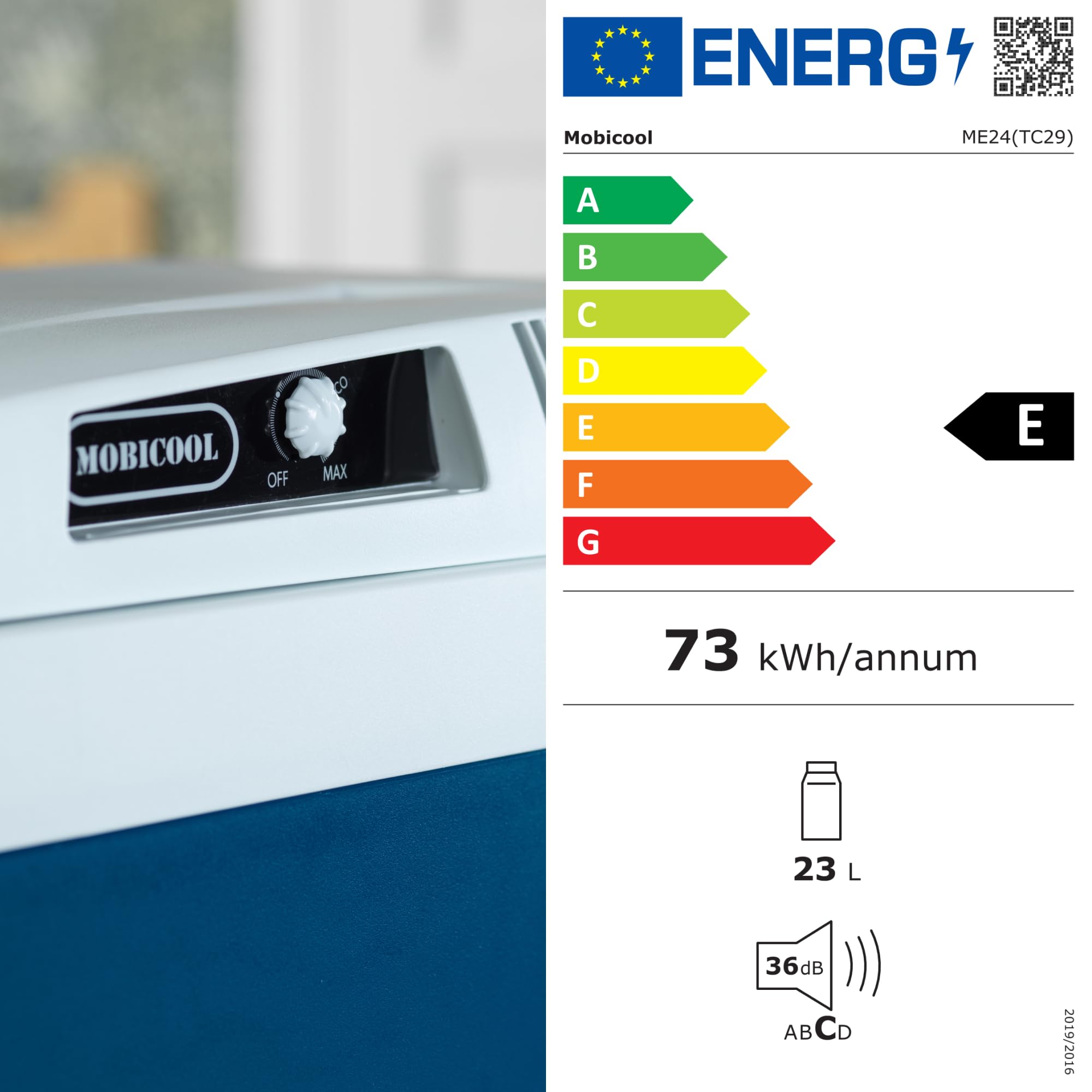 Elektrische Kühlbox, 12V und 230V, 26L, blau - Mini-Kühlschrank für Auto, Camping, Urlaub, Boot, Festivals - leicht, tragbar, mit praktischem Kabelfach und Eco/Max Modus