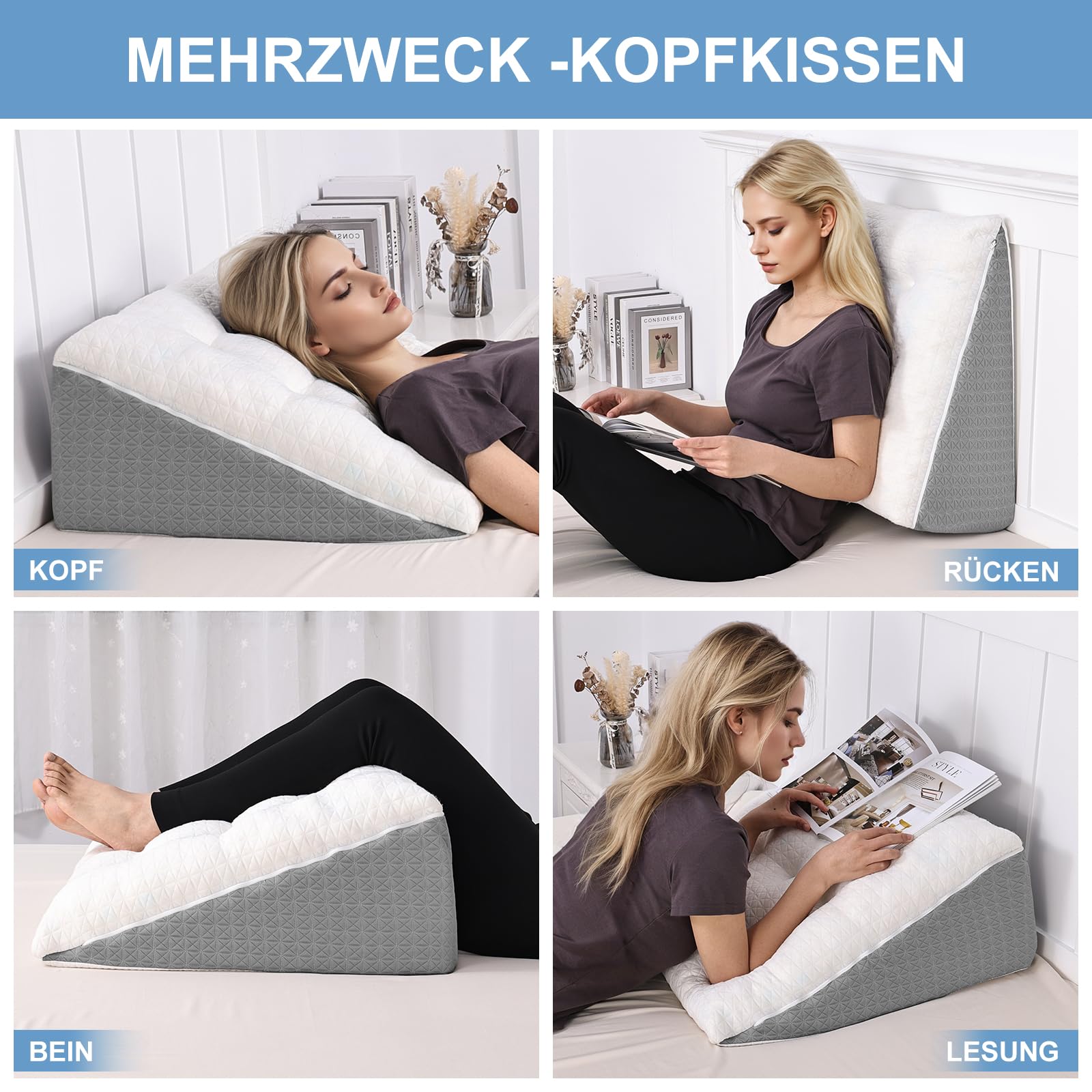 Venenkissen, Legevationskissen aus Memory-Schaum, Beinkissen zur Erleichterung, Positionierungskissen mit abnehmbarer Abdeckung, Doppelschicht-Legkissen zum Schlafen