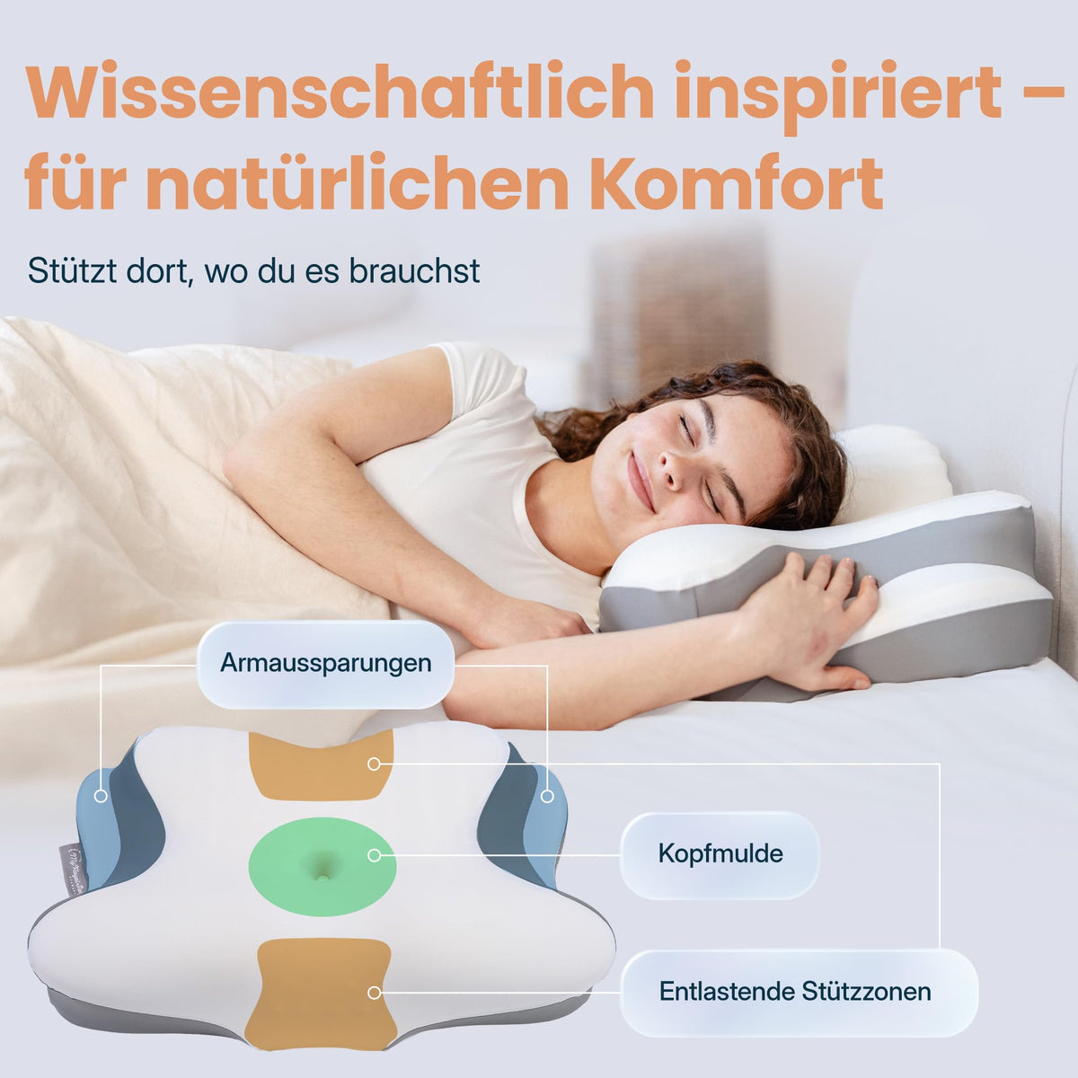 Nackenkissen – Ergonomisch - Höhenverstellbar -Seitenschläferkissen Nackenstützkissen Rückenschläferkissen Memory Foam Kopfkissen – Natürliche Nackenhaltung