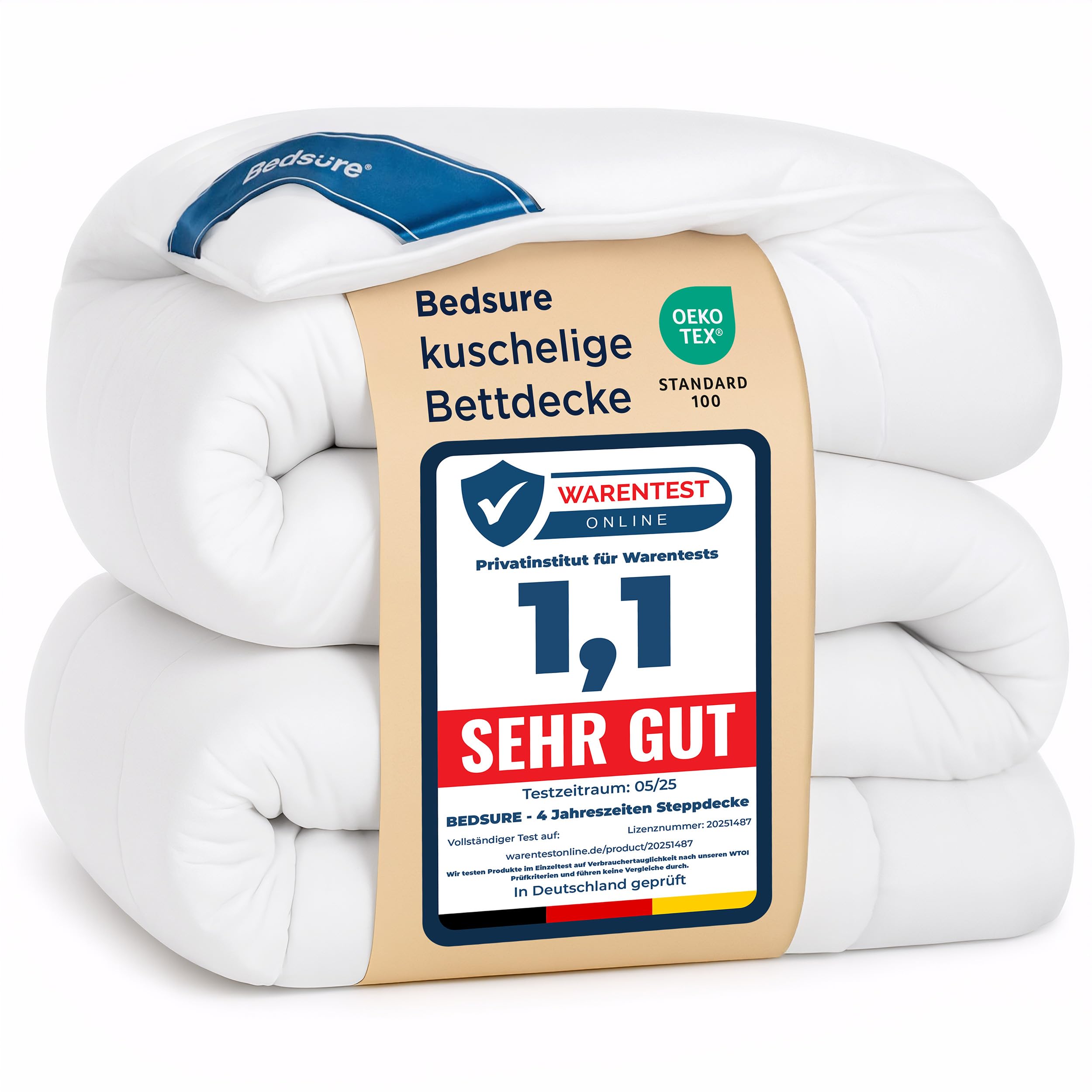 BEDSURE Bettdecke Ohne  - Bettdecke für Allergiker, Warm & Gemütlich Ganzjahresdecke 300GSM Füllung, Waschbare Duvet für 4 Jahreszeiten, Grau/Hellgrau