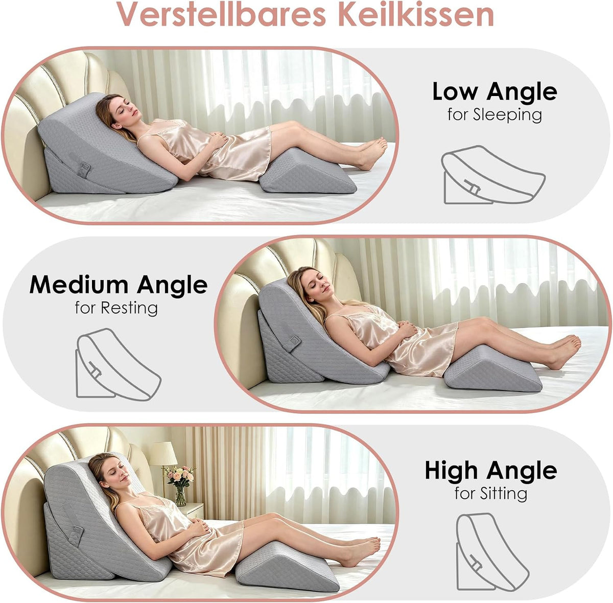 Verstellbares Keilkissen Set mit Memory-Schaum