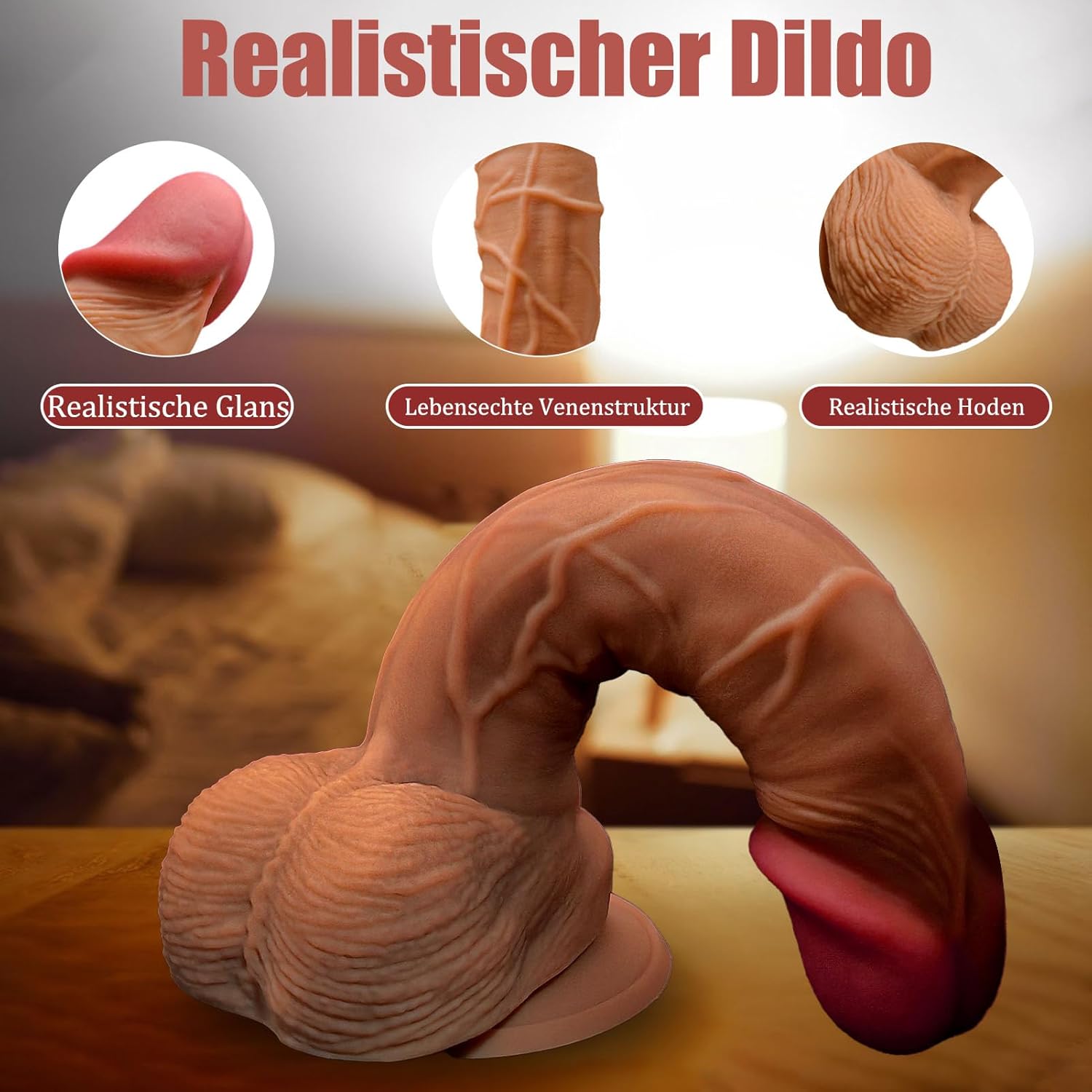 17,8 cm Realistisches Silikon Dildo Soft Sex Toy mit Saugbecher für Frauen, Dilo Tail Dildos Sex Toy für Frauen und Männer, Dildo für G-Punkt & Stimulation mit Hoden für Anfänger