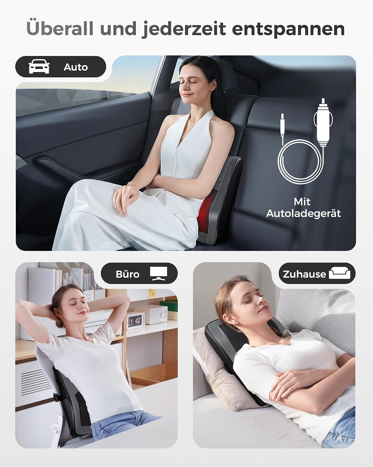 Nackenmassagegerät mit Wärme, Shiatsu Massagegeräte 3D Knet Rückenmassagegerät, Muskelschmerzlinderung für Nacken, Rücken, Beine, Geschenke für Männer, Frauen
