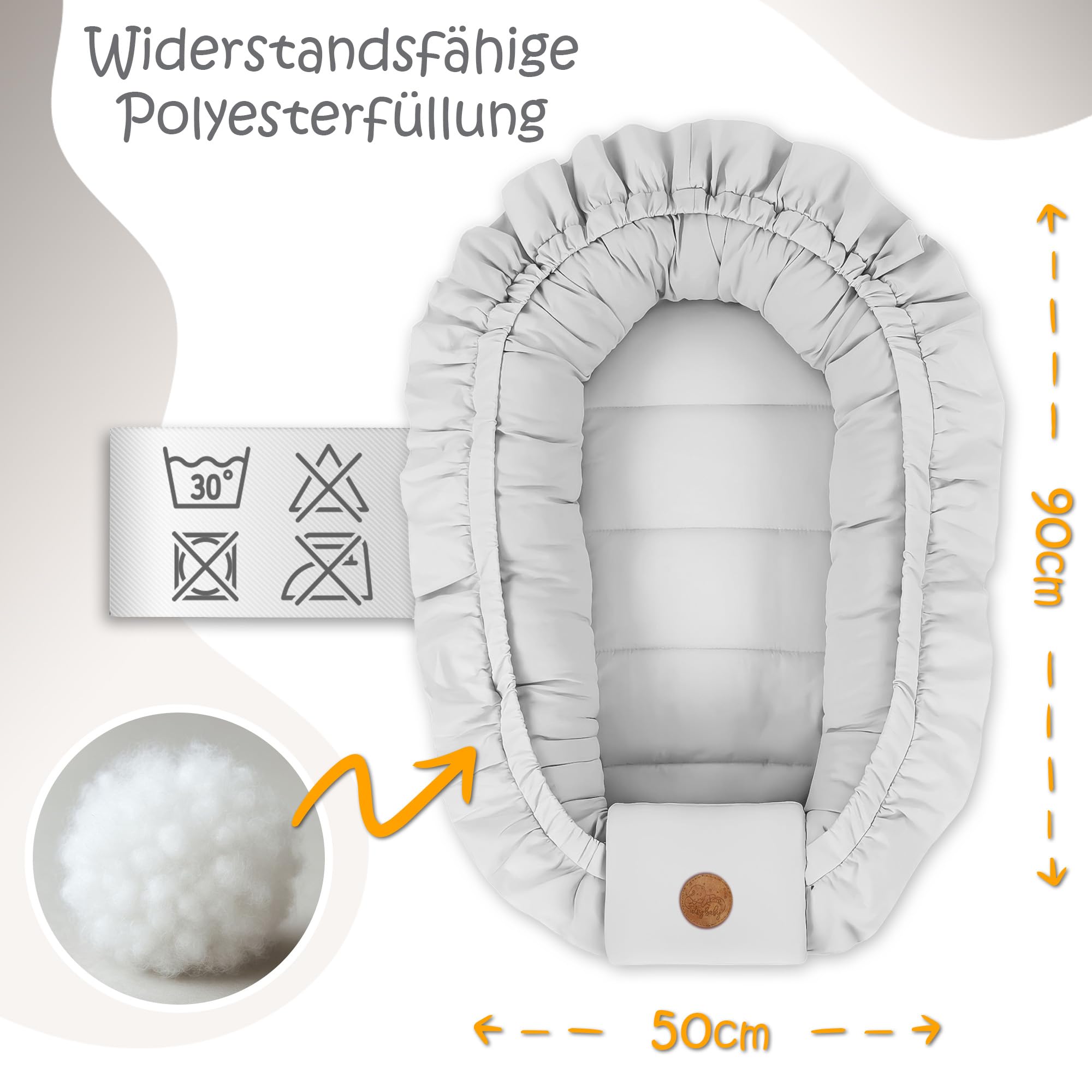 Babynest Babynestchen Neugeborene 90 x 50 cm baby nestchen tragbar nest für bett kinder kuschelnest coccon für Jungen und Mädchen