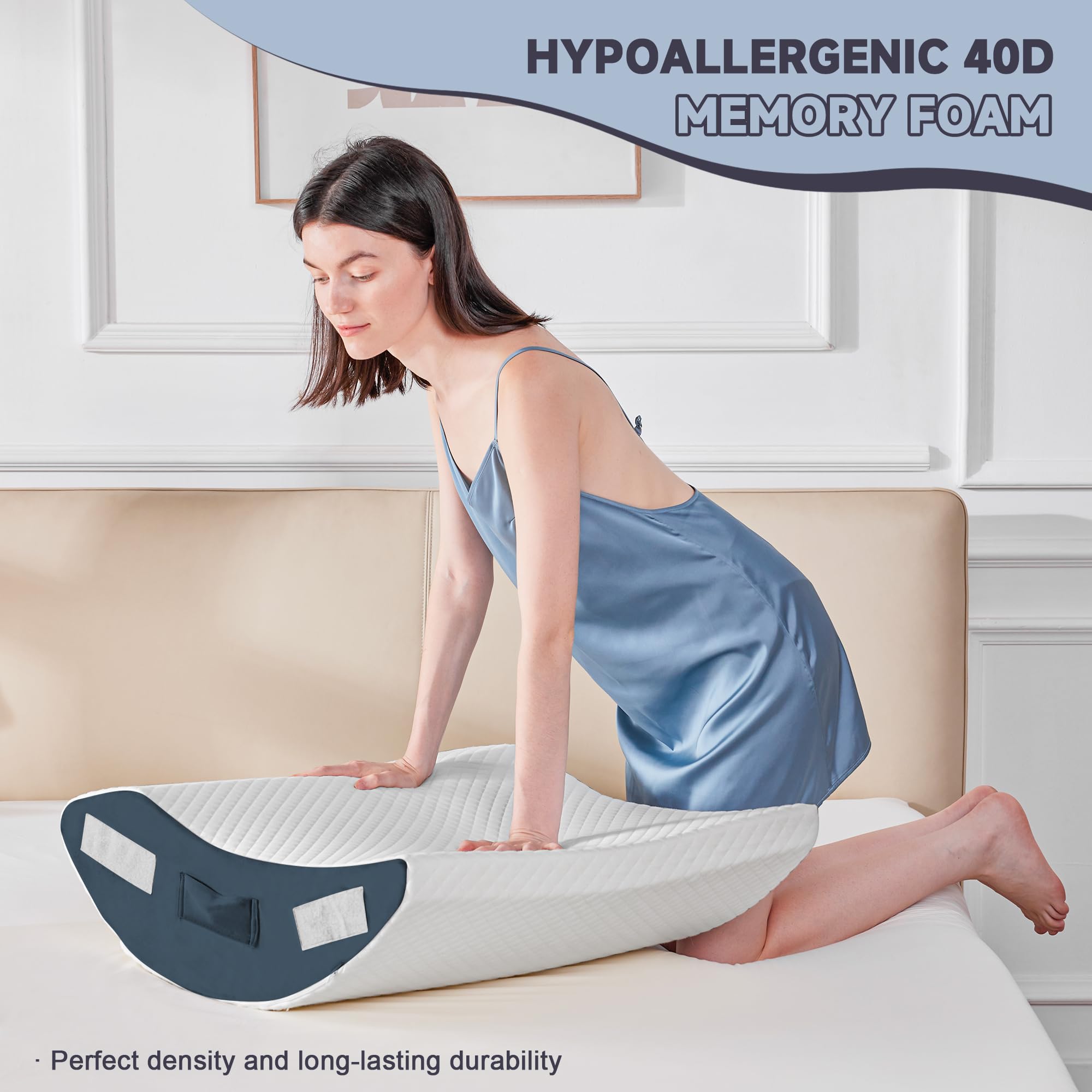 Orthopädische Bett Keil Kissen Set für das Schlafen, Post Chirurgie Schaum Kissen für Körper, Rücken und Beine Schmerzlinderung, Dreieck justierbare Stützkissen mit Säure Reflux Schlafkissen Weiß