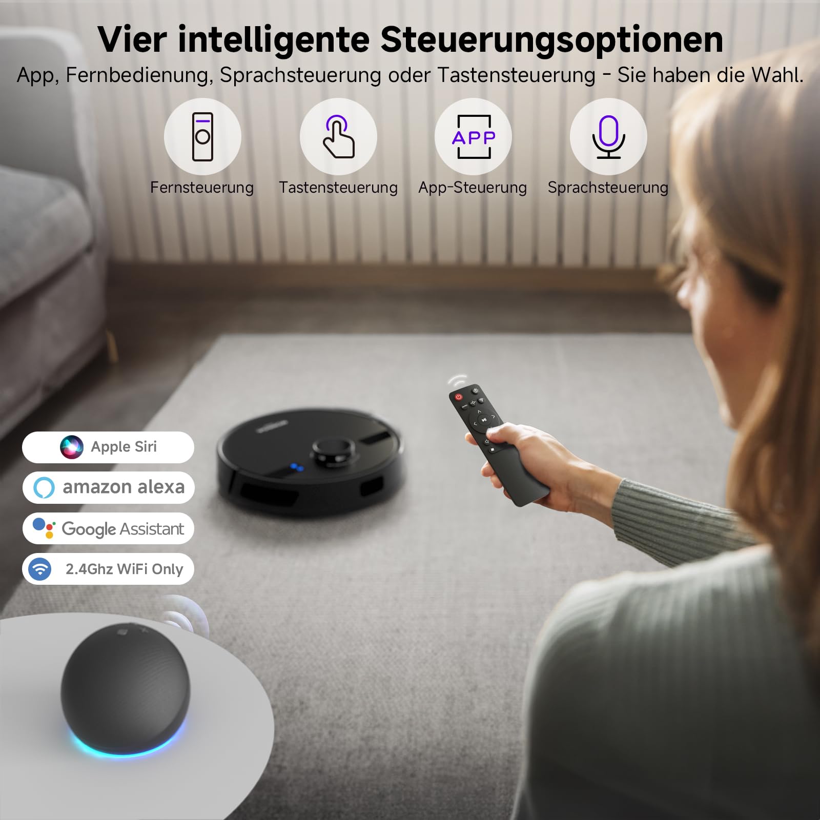 Saugroboter mit Wischfunktion, 3.5L Staubsauger Roboter mit Absaugstation, 5000Pa Saugkraft, 180Min Laufzeit, LiDAR Navigation, Starke Saugkraft ideal für Teppich und Tierhaare, APP Steuerung