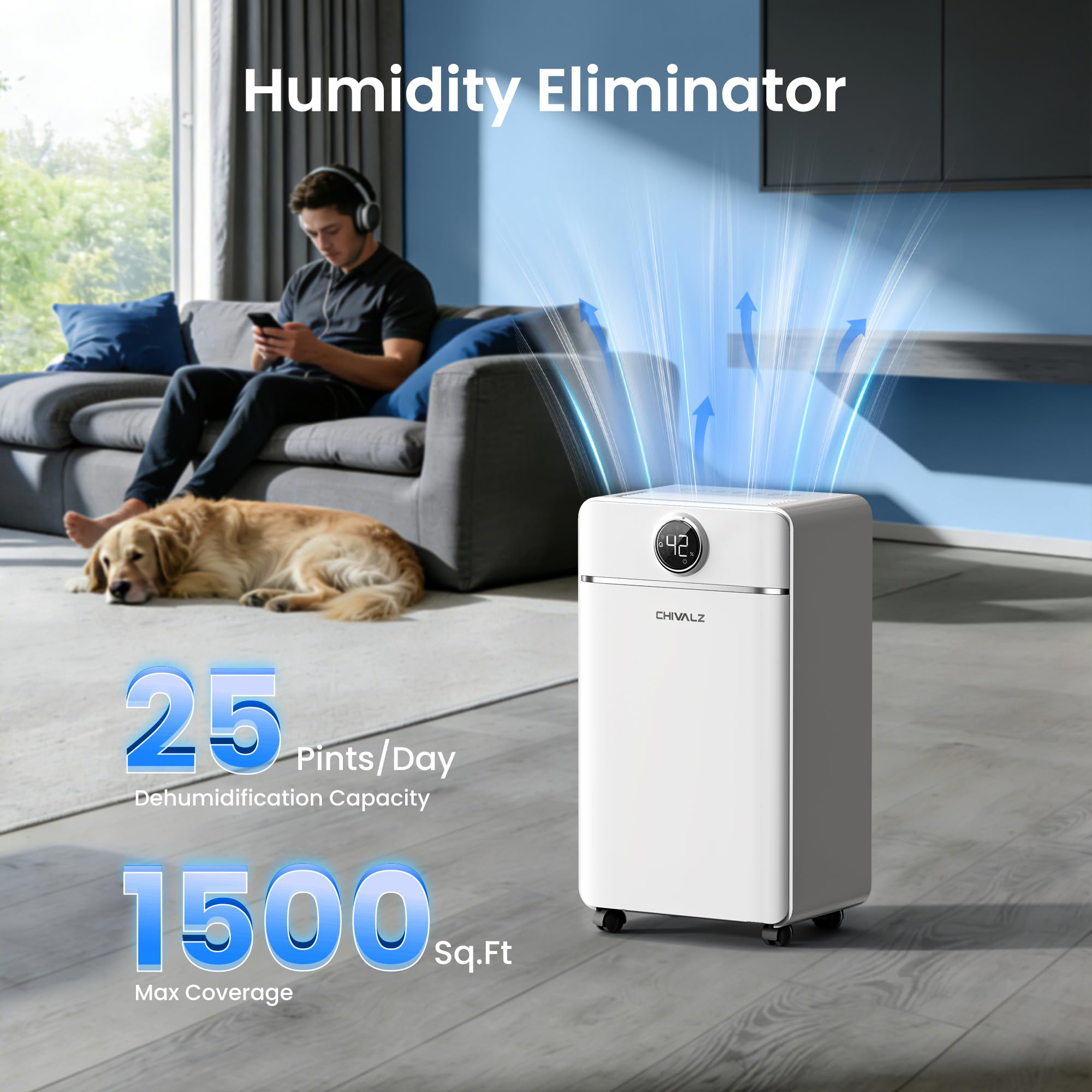 Luftentfeuchter Elektrisch, Auto Raumentfeuchter Elektrisch 30m²/120m³, Raumentfeuchter mit 3 Betriebsmodi, 24H Timer, Automatische Abtauung, Energieeinsparung - Geeignet für Keller, 1 Pack