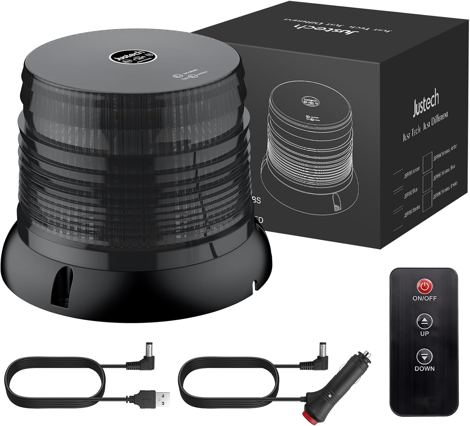Warnleuchte Rundumleuchte 360° Gelb Blitzleuchte 7 modus mit 5m Netzkabel Doppelter Schraube 12V / 24V Warnlicht mit Magnetfuß Notfallblinklampe Magnet Transparent für Auto LKW usw