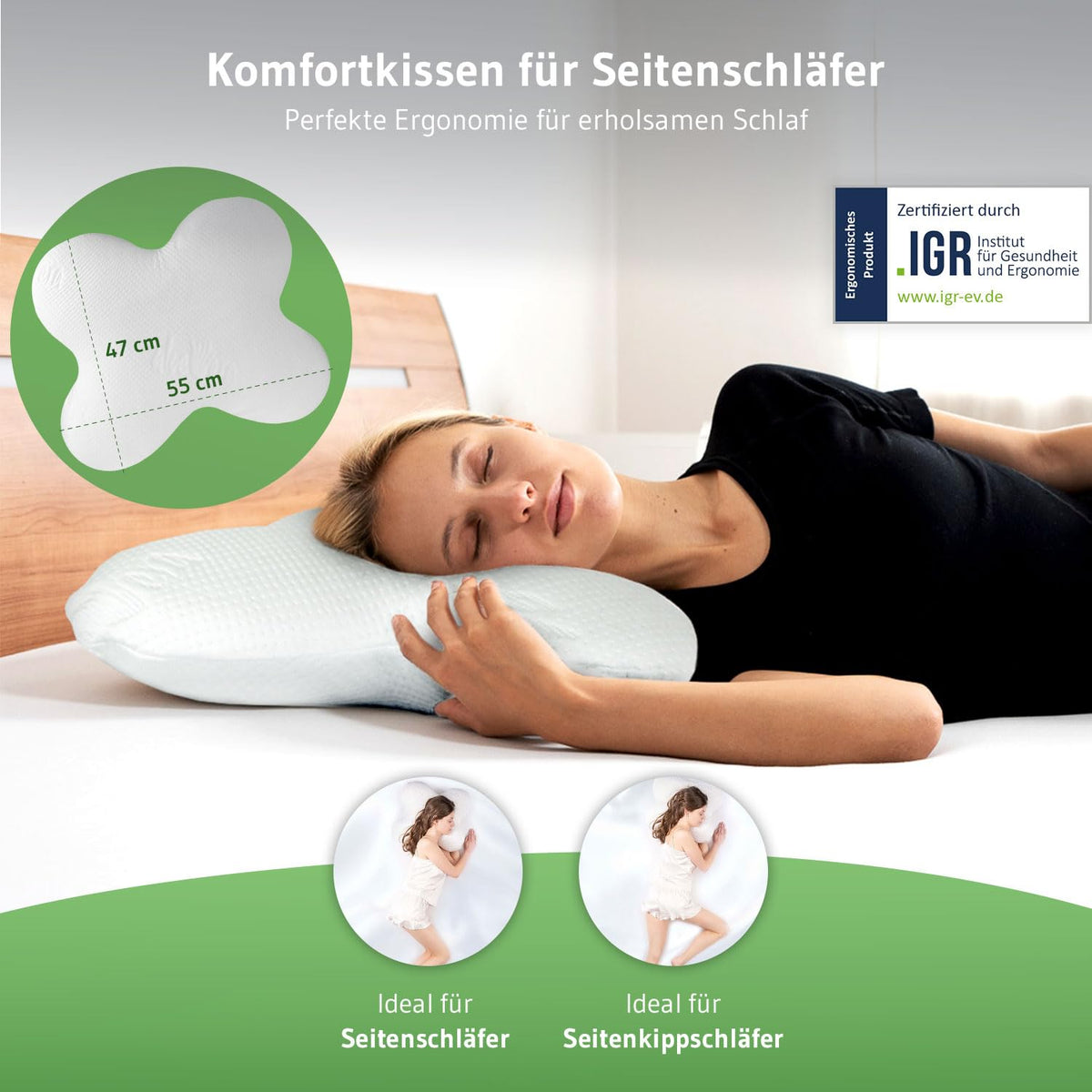 Seitenschläferkissen / Schmetterlingskissen mit Thermo Bezug