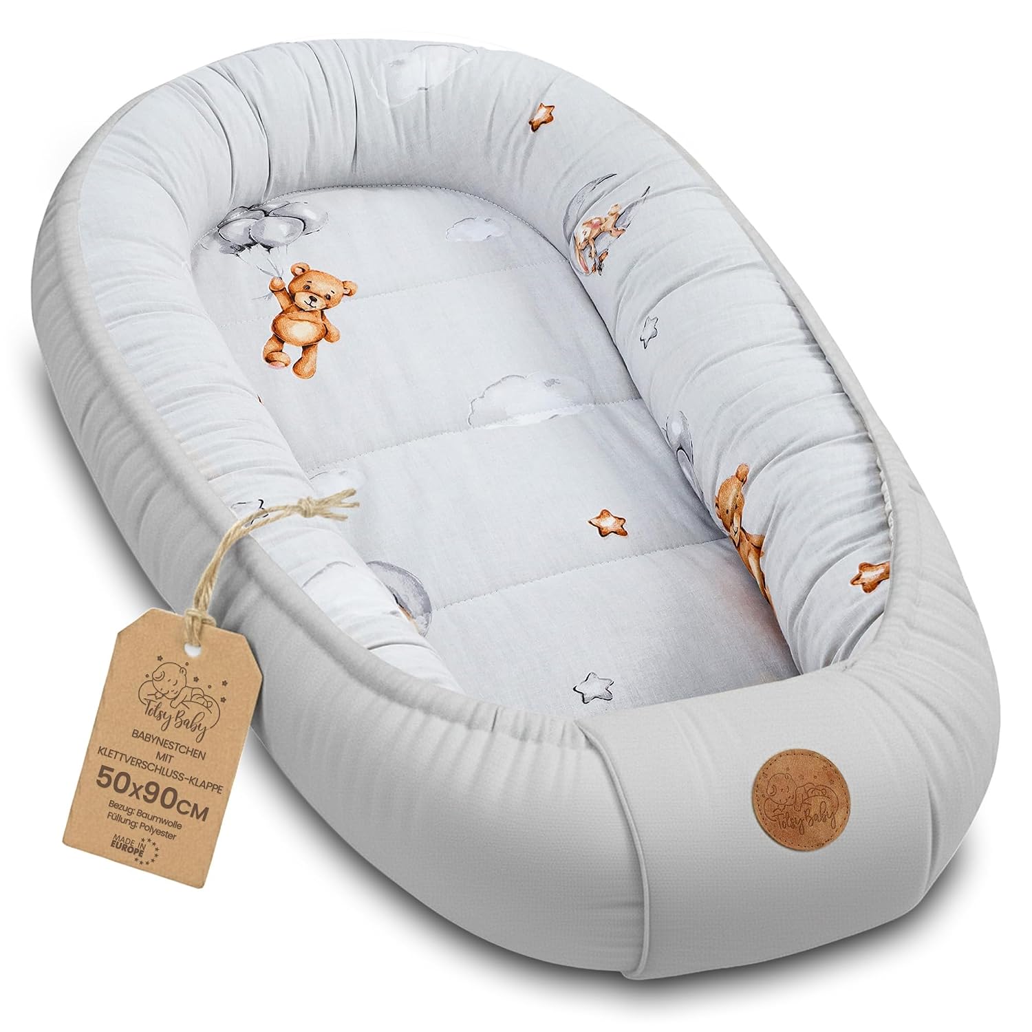 Babynest Babynestchen Neugeborene 90 x 50 cm baby nestchen tragbar nest für bett kinder kuschelnest coccon für Jungen und Mädchen