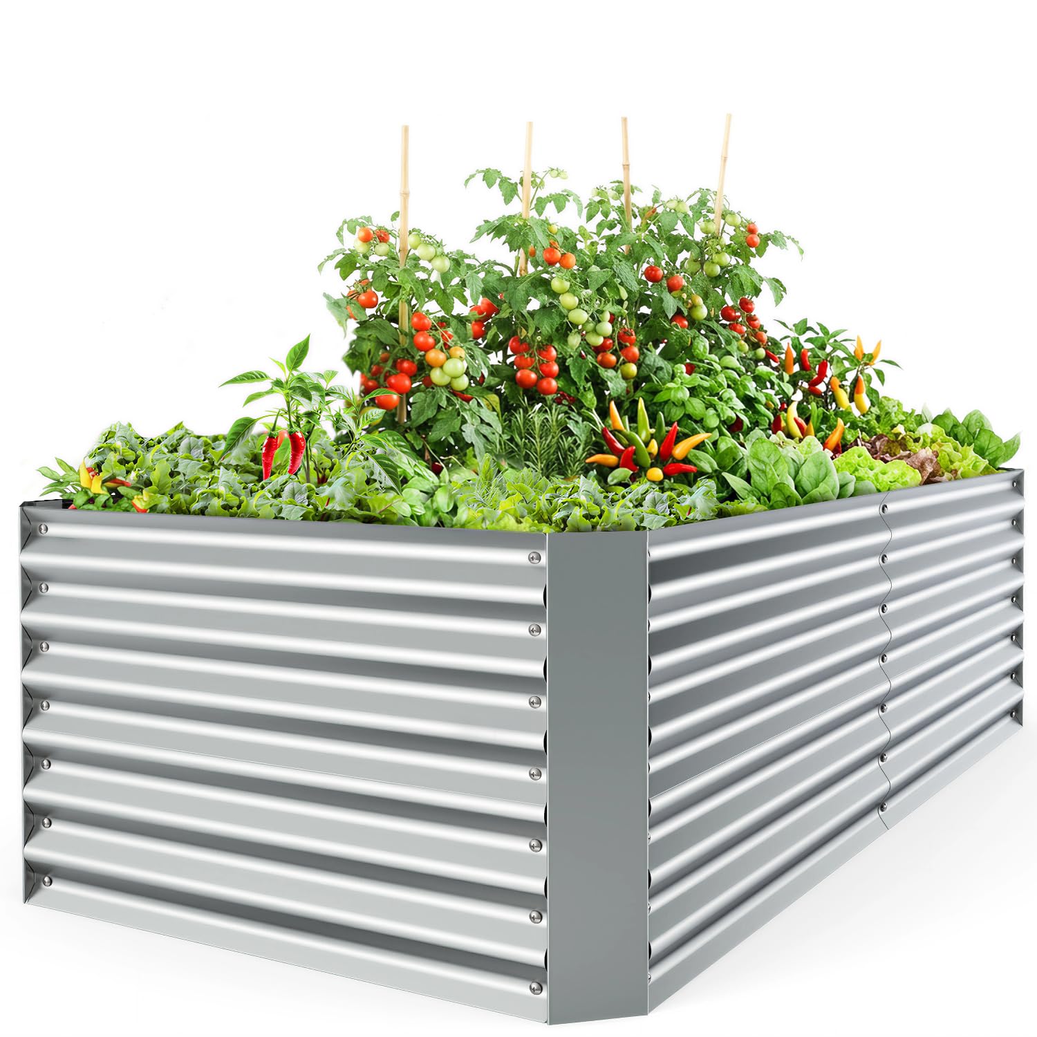 Hochbeet Metall Pflanzenbeet 180x90x60cm, Wetterfestes Stahlblech Hochbeete für Gemüse Erhöhte Extragroße, Gemüsebeet Pflanzkasten Frühbeet Gartenbeet Pflanzkübel Blumenkasten für Garten