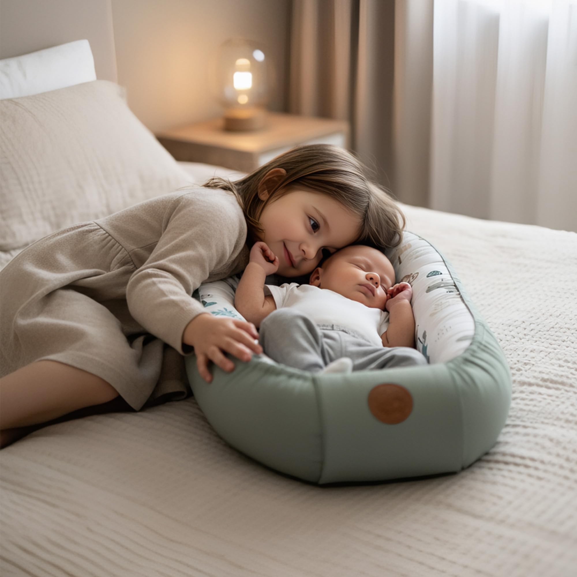 Babynest Babynestchen Neugeborene 90 x 50 cm baby nestchen tragbar nest für bett kinder kuschelnest coccon für Jungen und Mädchen